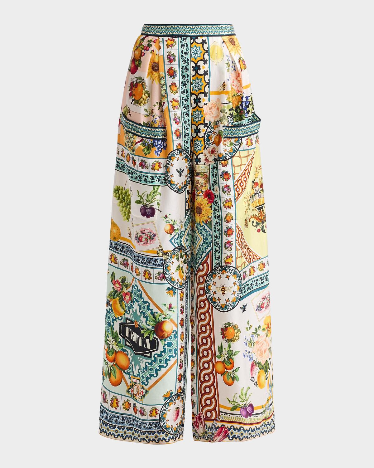 Camilla Magic Of The Mercado Silk Wide-Leg Pants