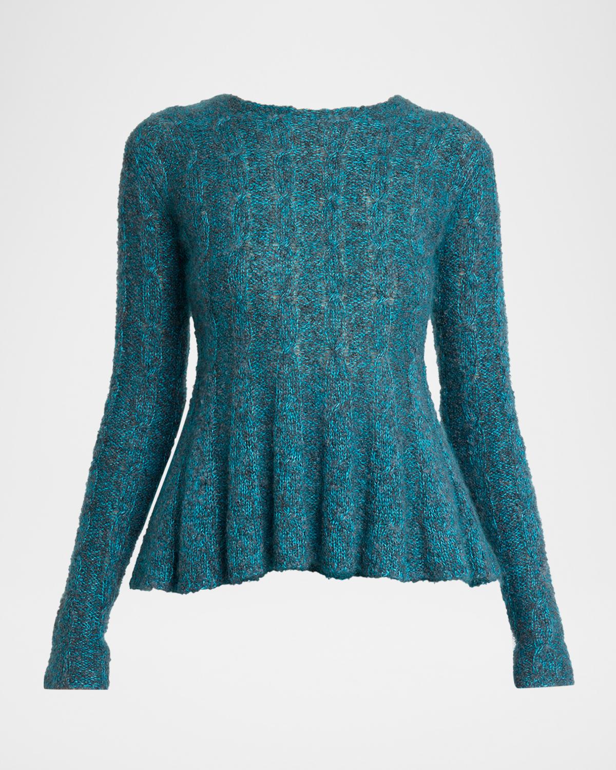 Joelle Mohair Cable Knit Peplum Wool Cashmere Sweater