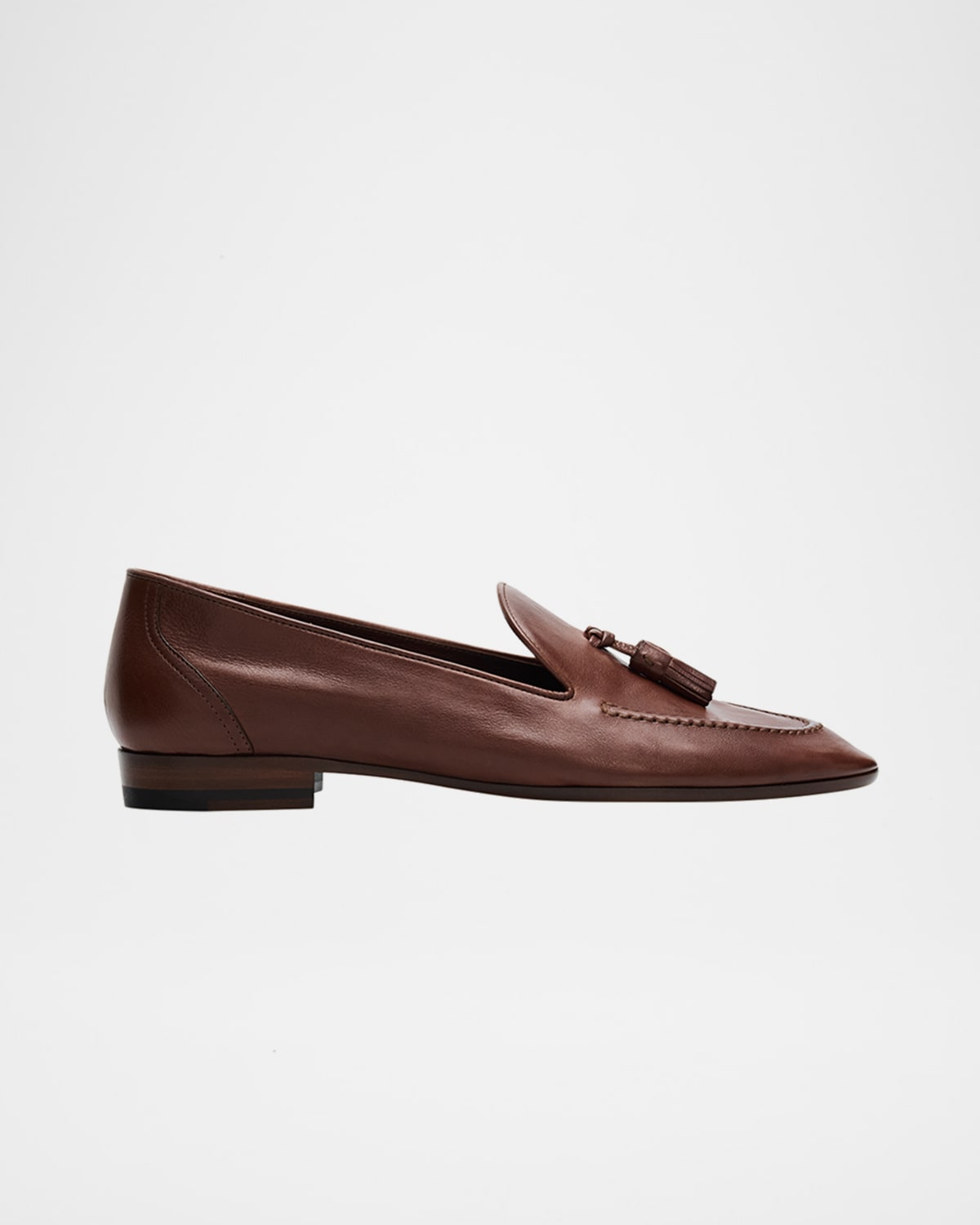 The Row Caden Leather Tassel Loafers In Chestnut