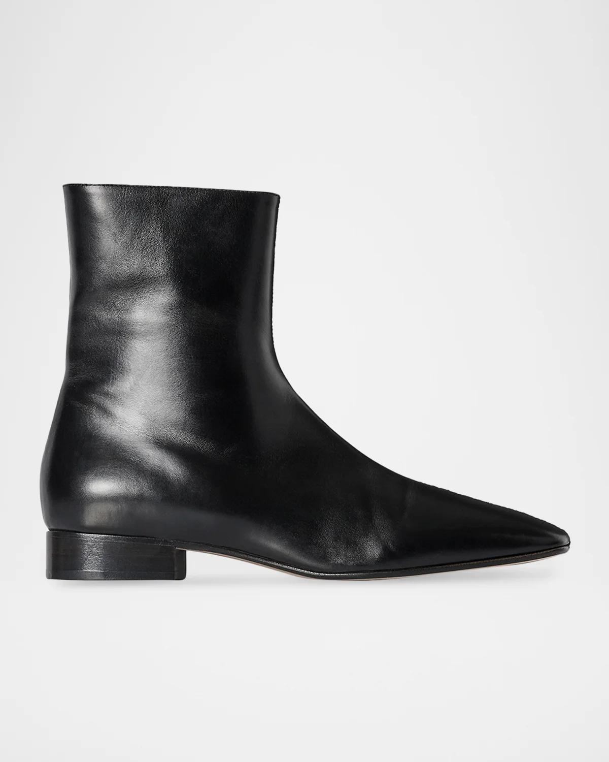 The Row Cindy Leather Ankle Boots