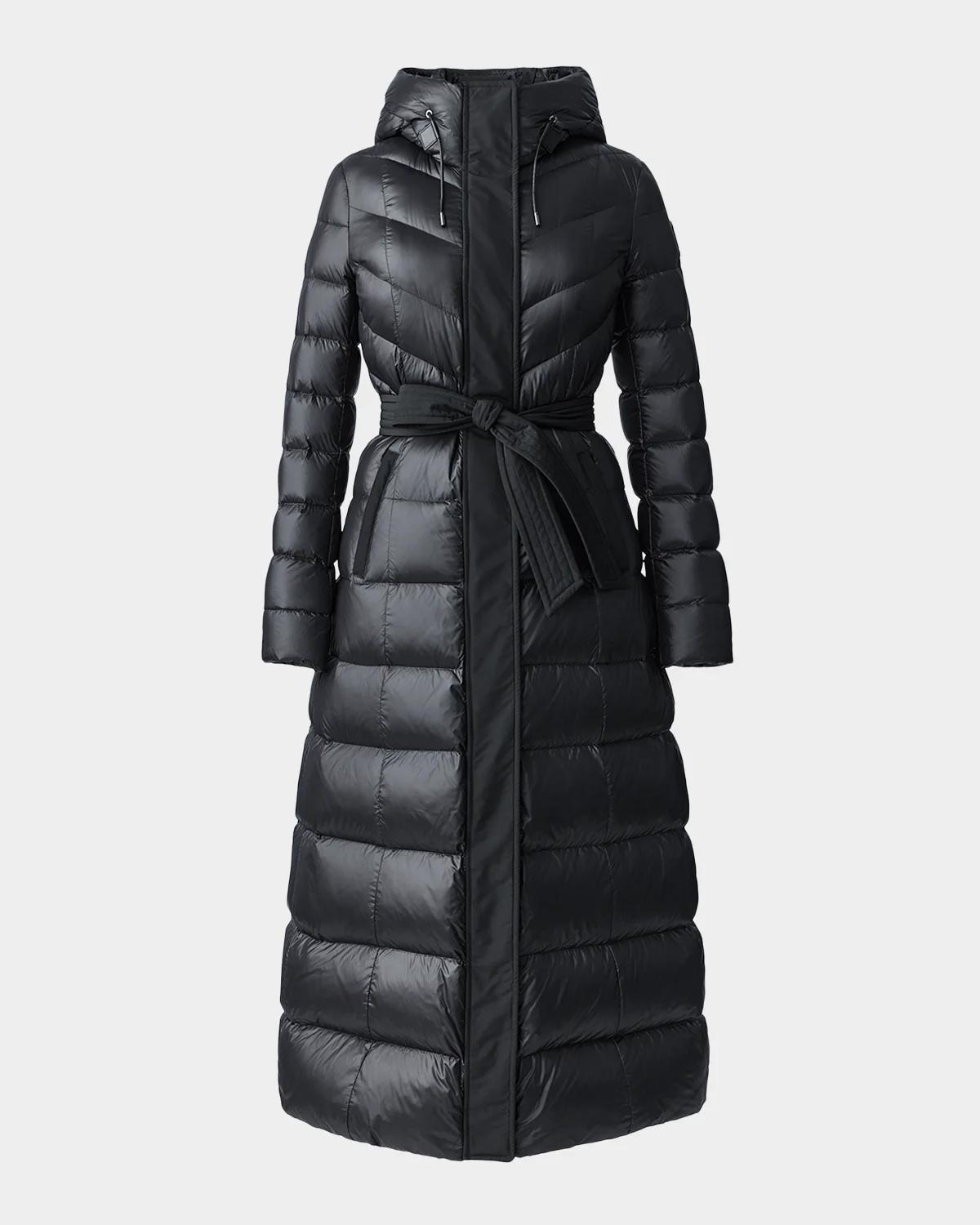 Mackage Calina-RZ Chevron and Box-Quilt Long Down Coat