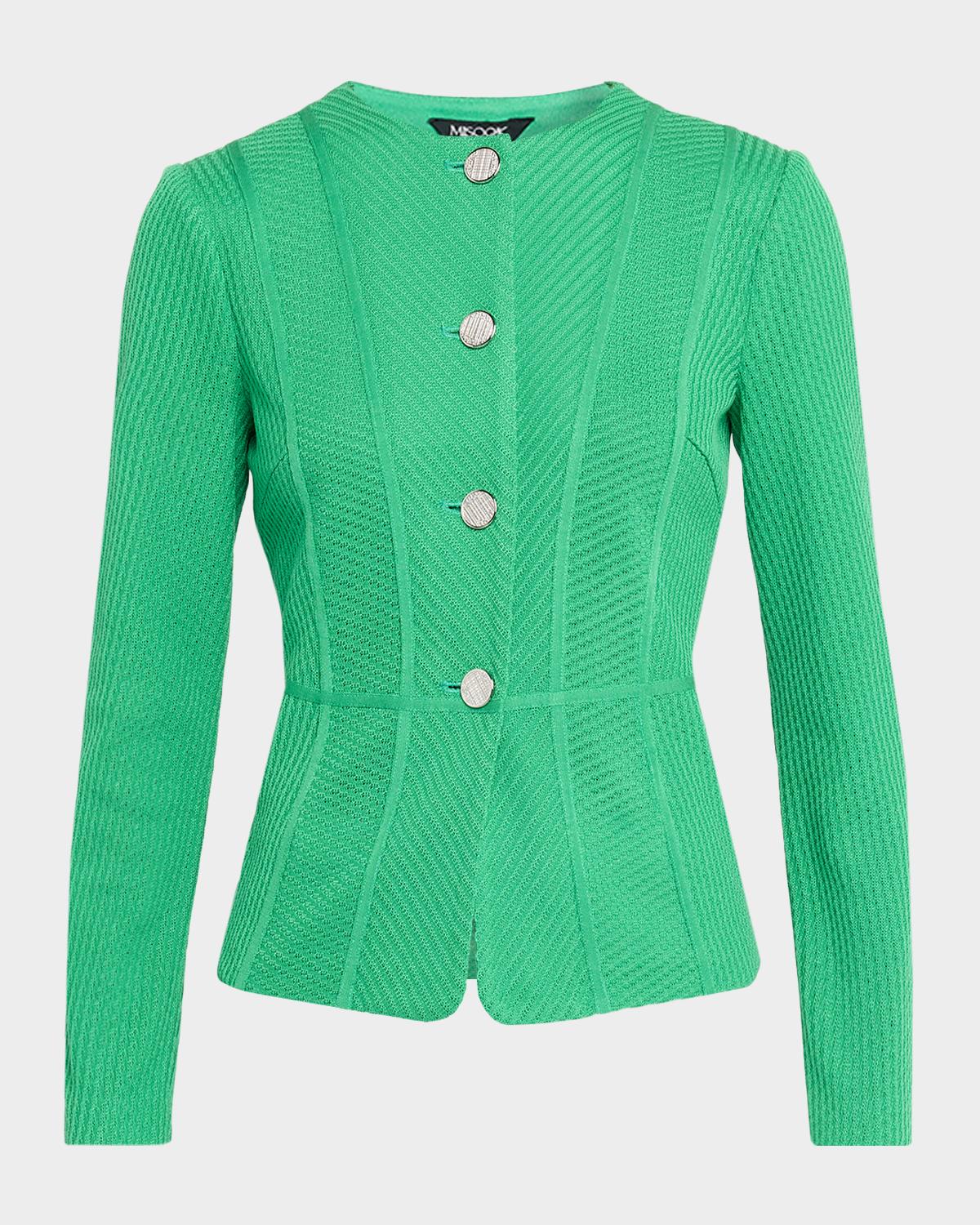 Misook Ribbed Single-Breasted Jacket