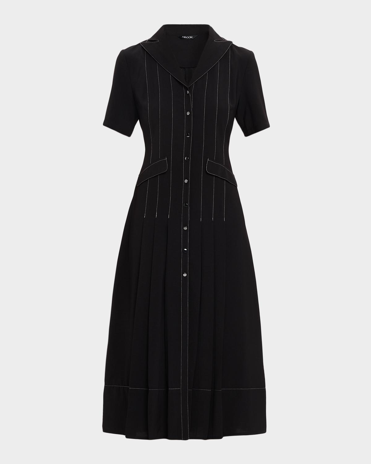 Misook Pleated Button-Front Midi Shirtdress