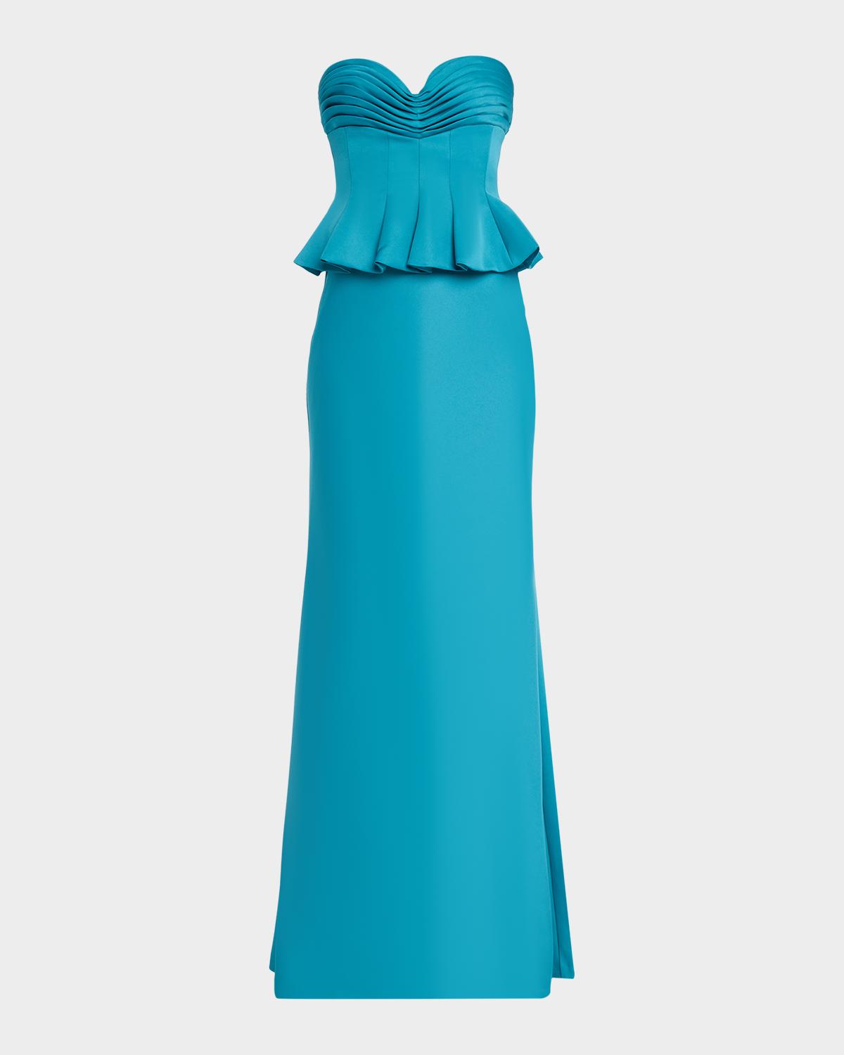 Theia Sydney Strapless Peplum Trumpet Gown