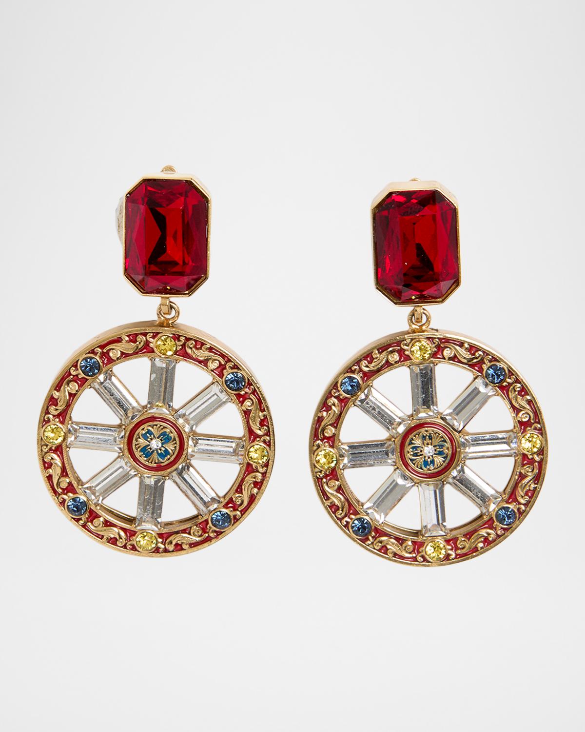 Goldtone, Glass Crystal & Resin Clip-On Drop Earrings
