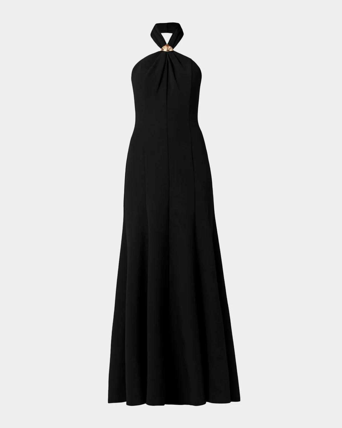Shoshanna Scottie Crêpe Hardware Halter Maxi Dress