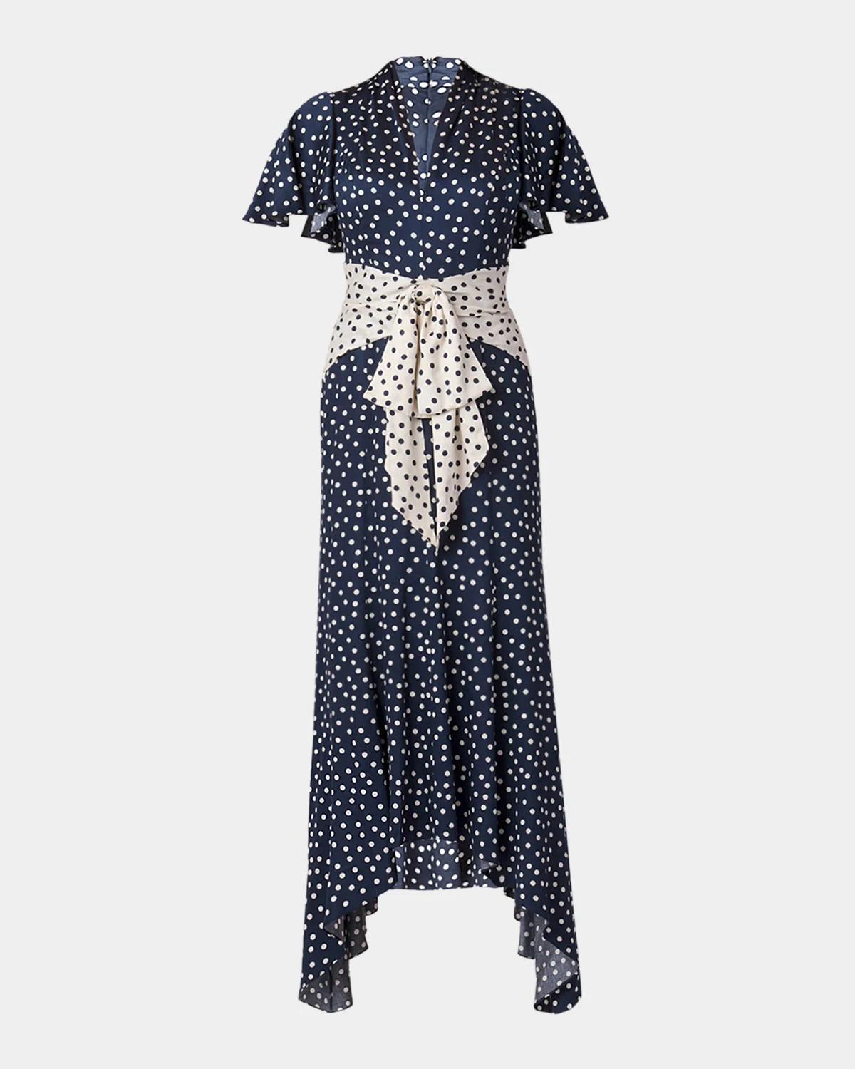 Shoshanna Lane Polka Dot Satin Maxi Dress