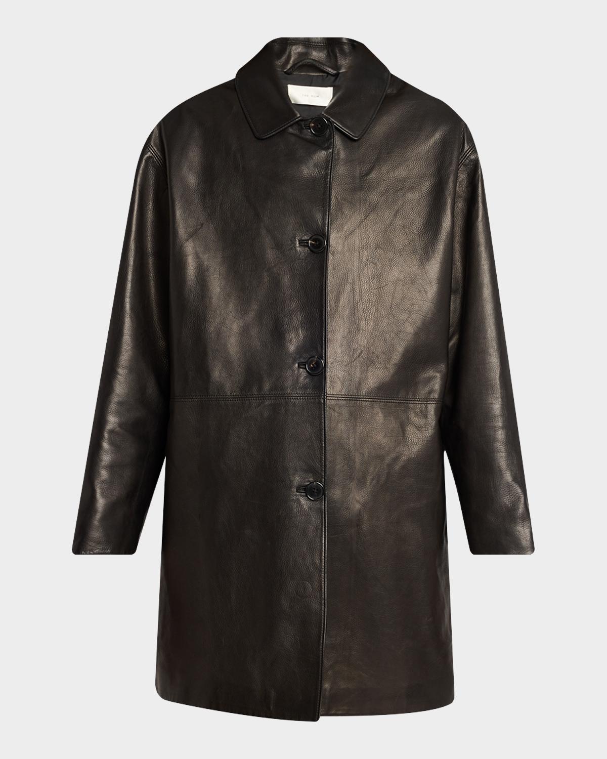 The Row Donata Leather Single-Breasted Coat
