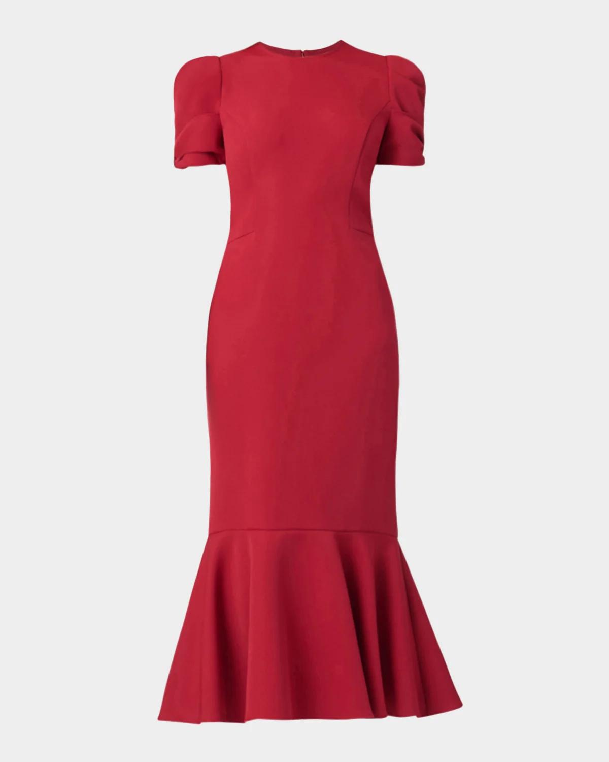 Shoshanna Hartley Crepe Flounce Midi Dress