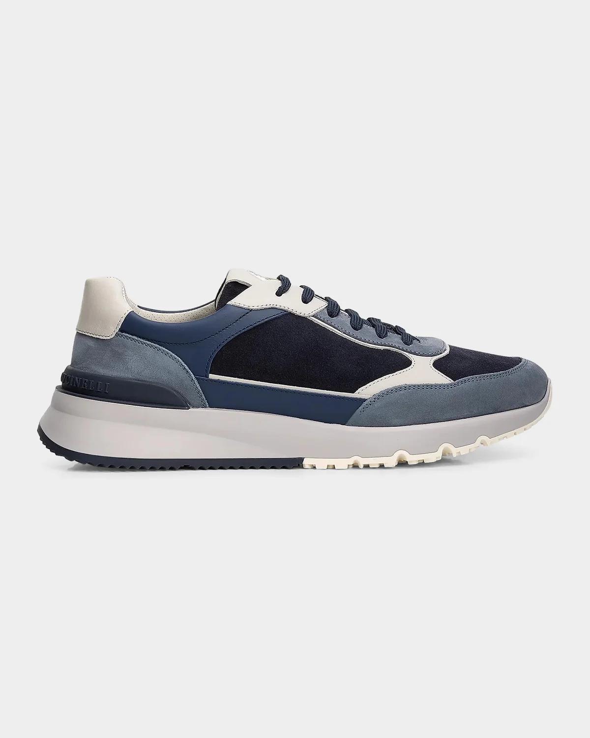 Brunello Cucinelli Men's Suede and Leather Sneakers