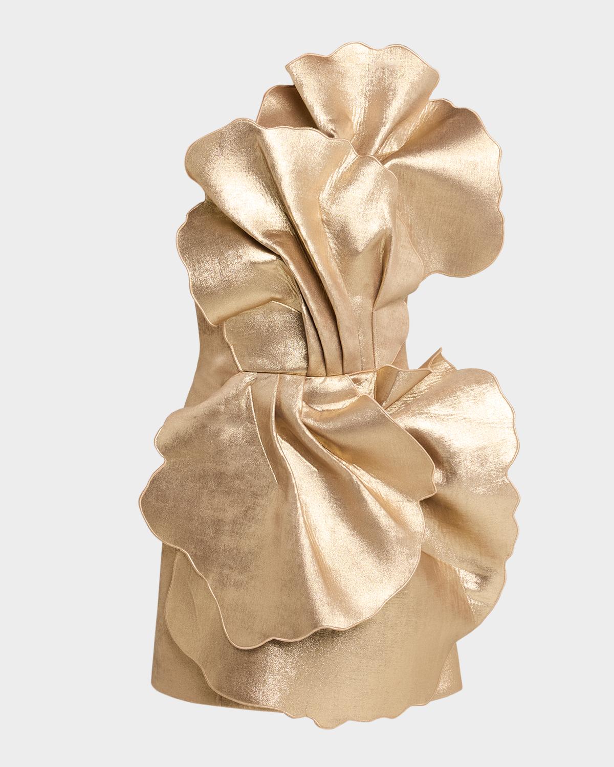 Acler Oakenzale 3D Metallic One-Shoulder Mini Dress