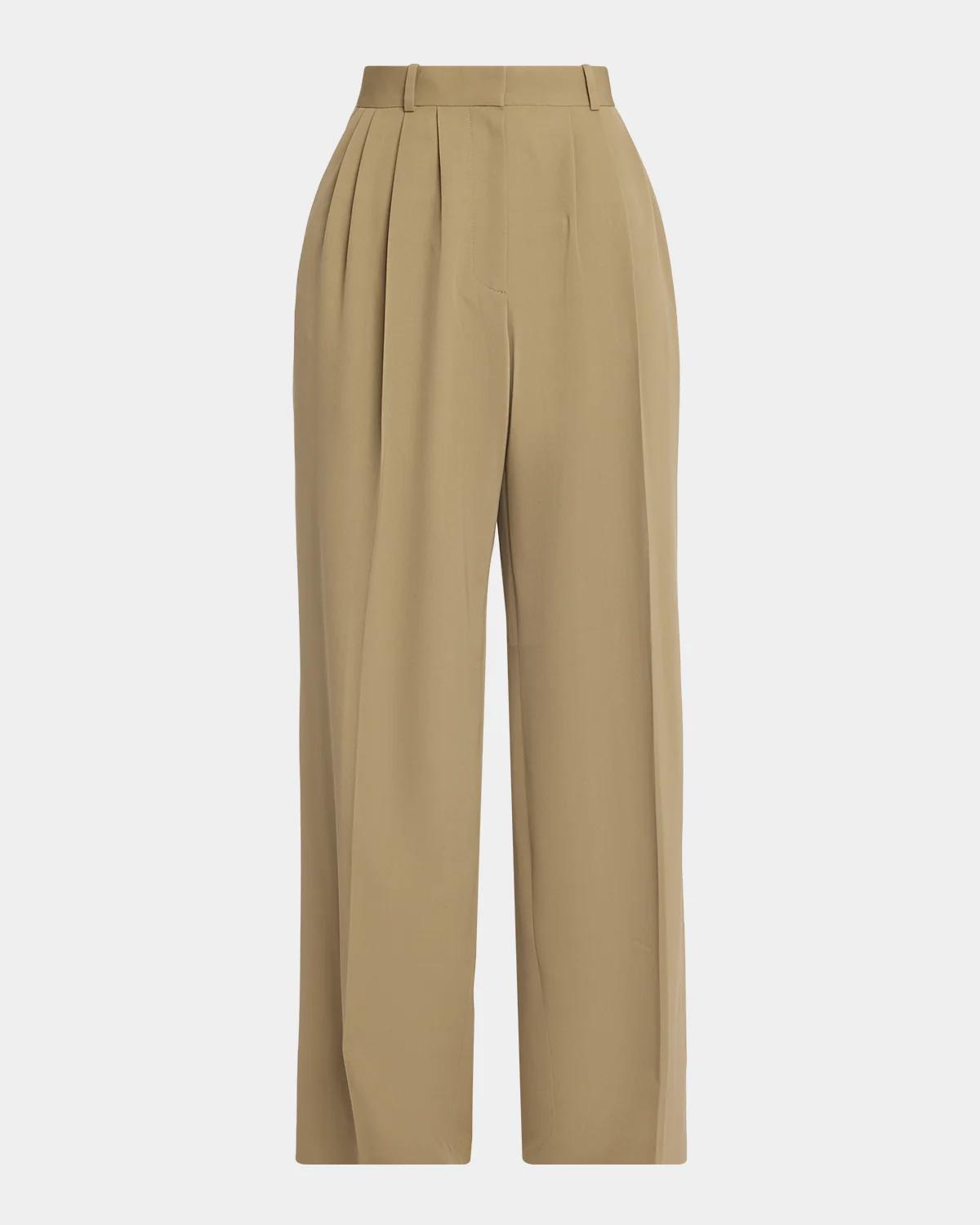 The Row Daniela Pleated Wool Wide-Leg Pants