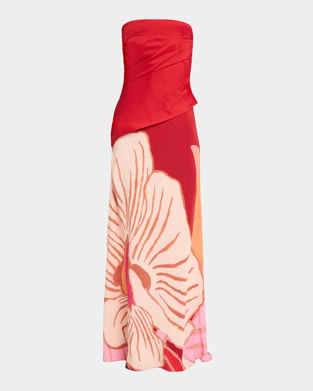 Acler Femme Fatale Lingle Floral Strapless Maxi Dress