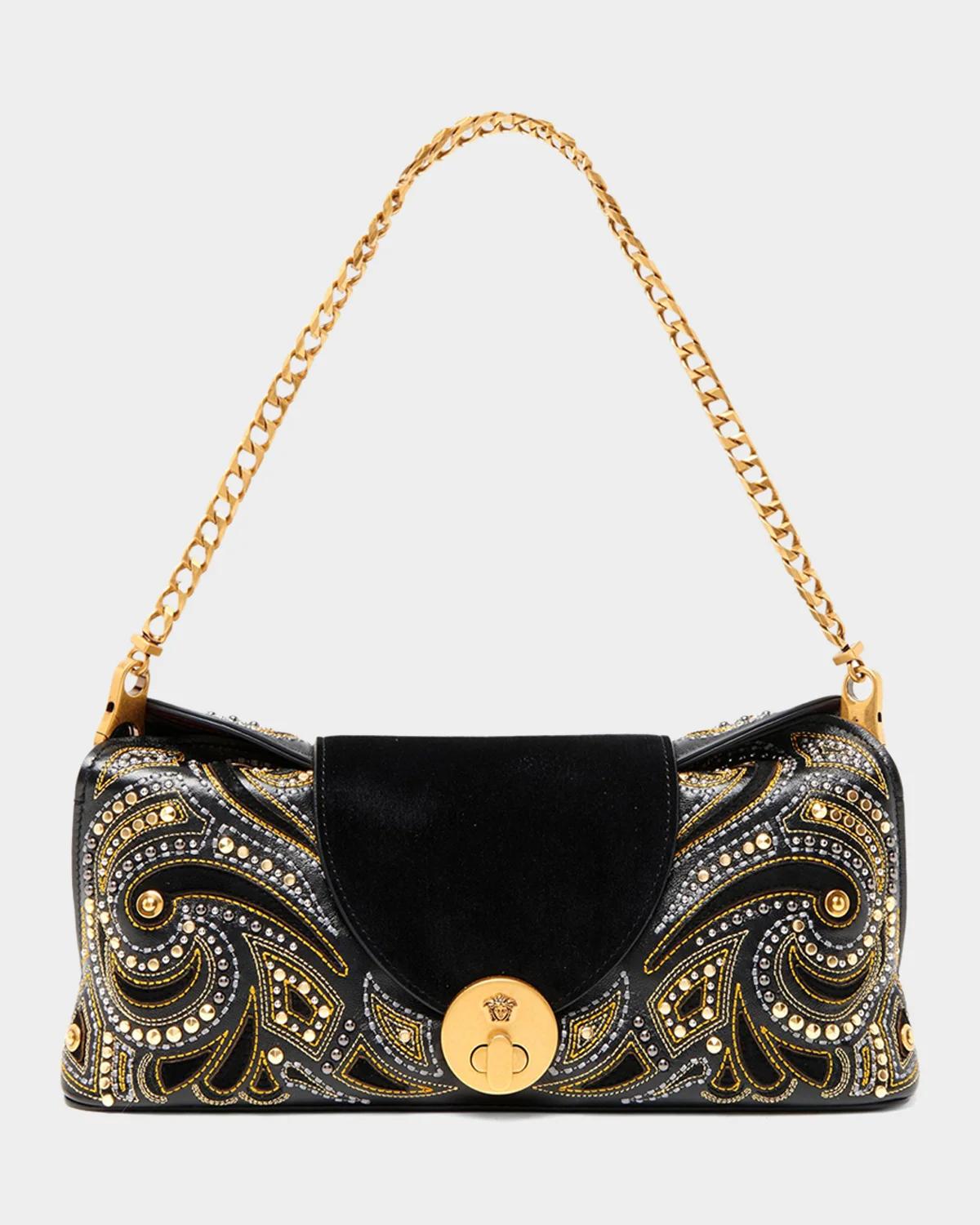 Vivian Embroidered Leather Clutch
