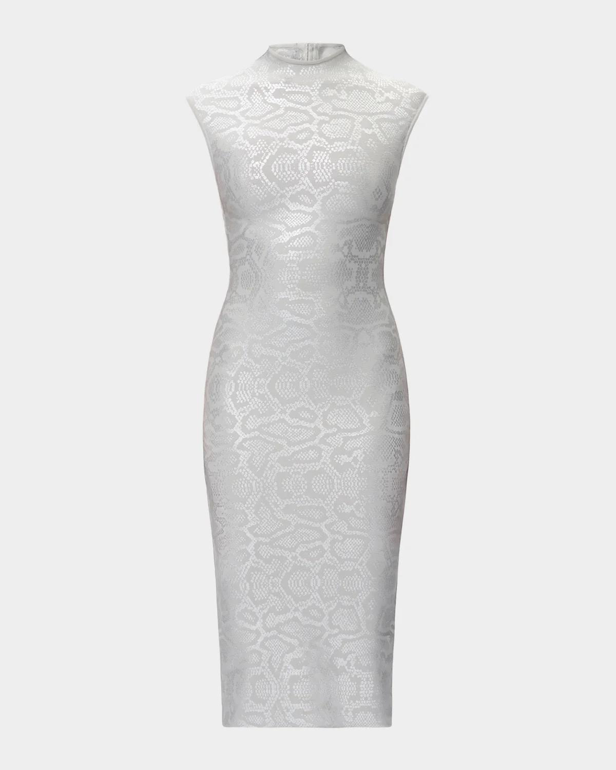 Hervé Léger Anita Printed Sheath Midi Dress