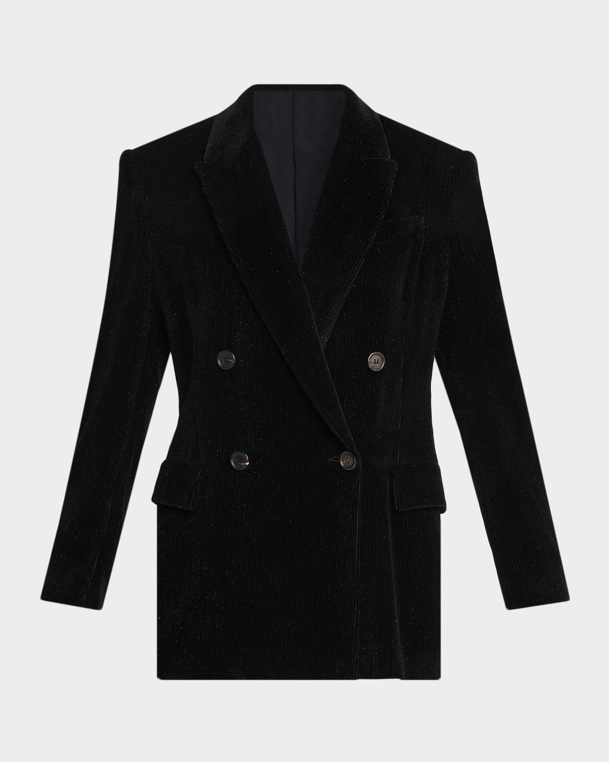 Brunello Cucinelli Sparkling Corduroy Suit-type Jacket In Black