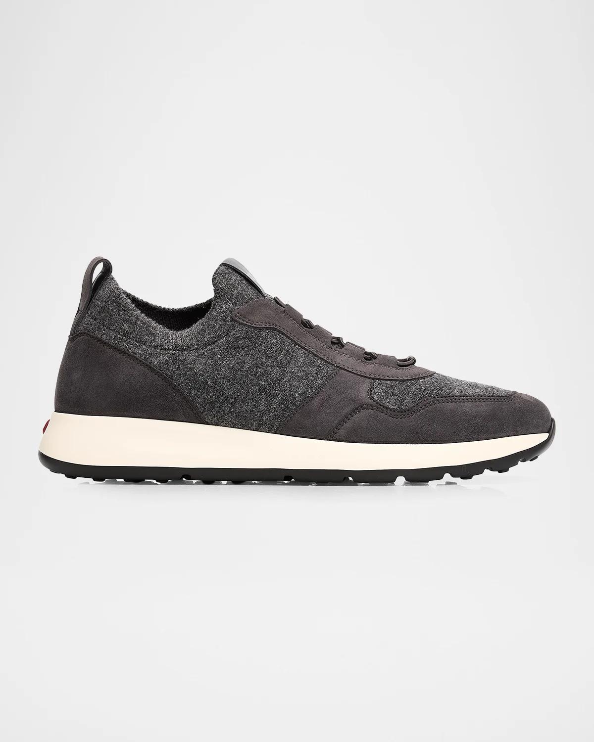 Tod & Apos;s Men & Apos;s Calzino Suede And Textile Elastic Drawstring Sneakers In Dark Grey