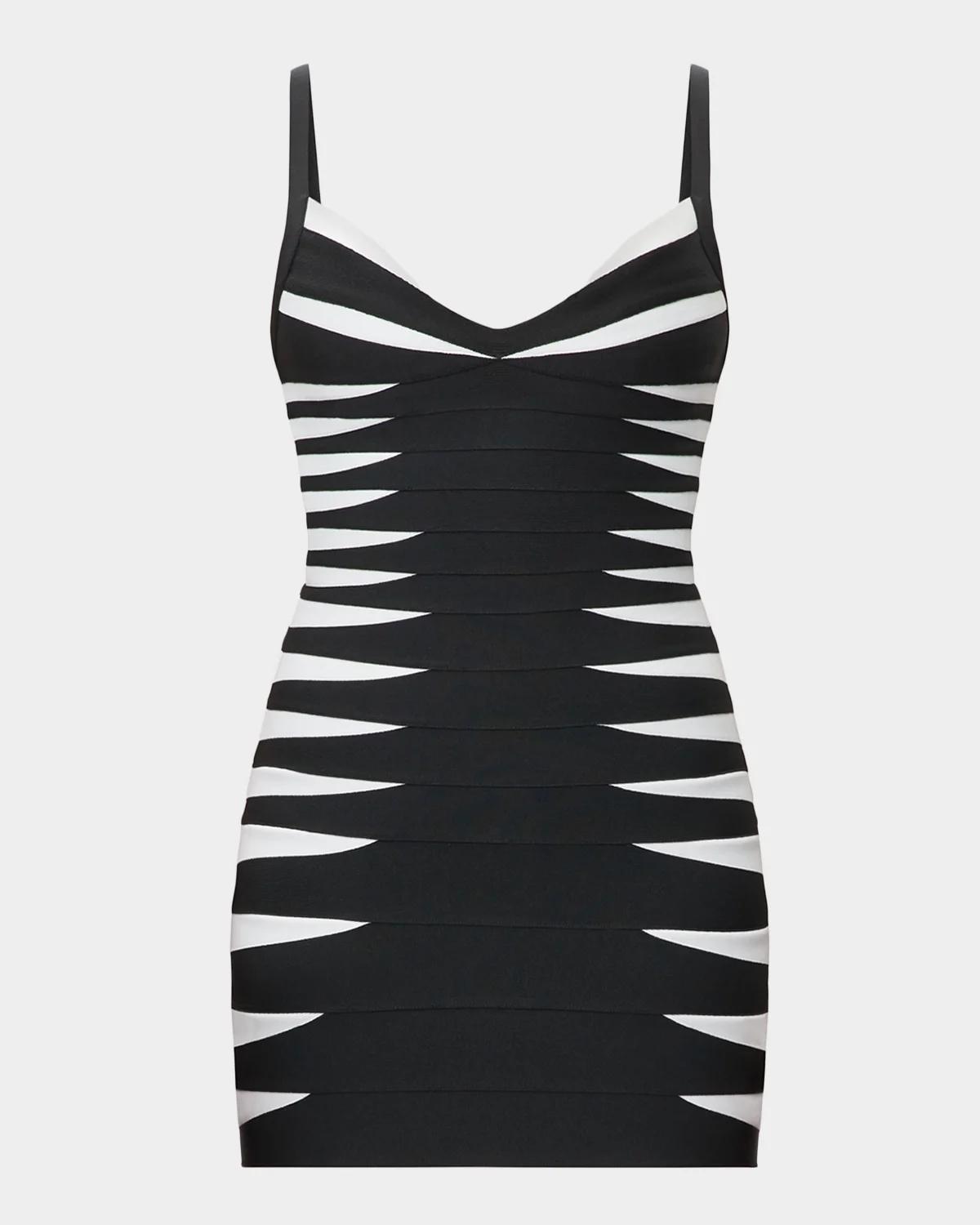 Herve Leger The Tara Bandage Mini Dress In Blk Alab C