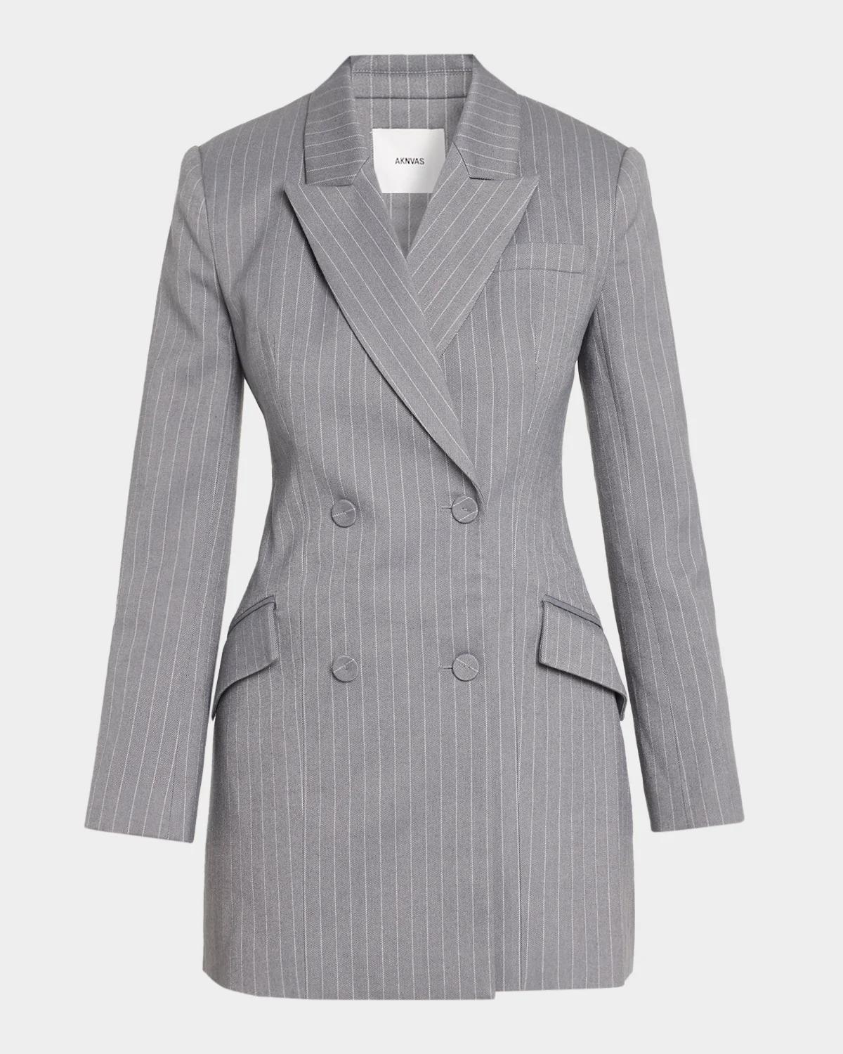 Aknvas Zoe Blazer Mini Dress In Grey/white