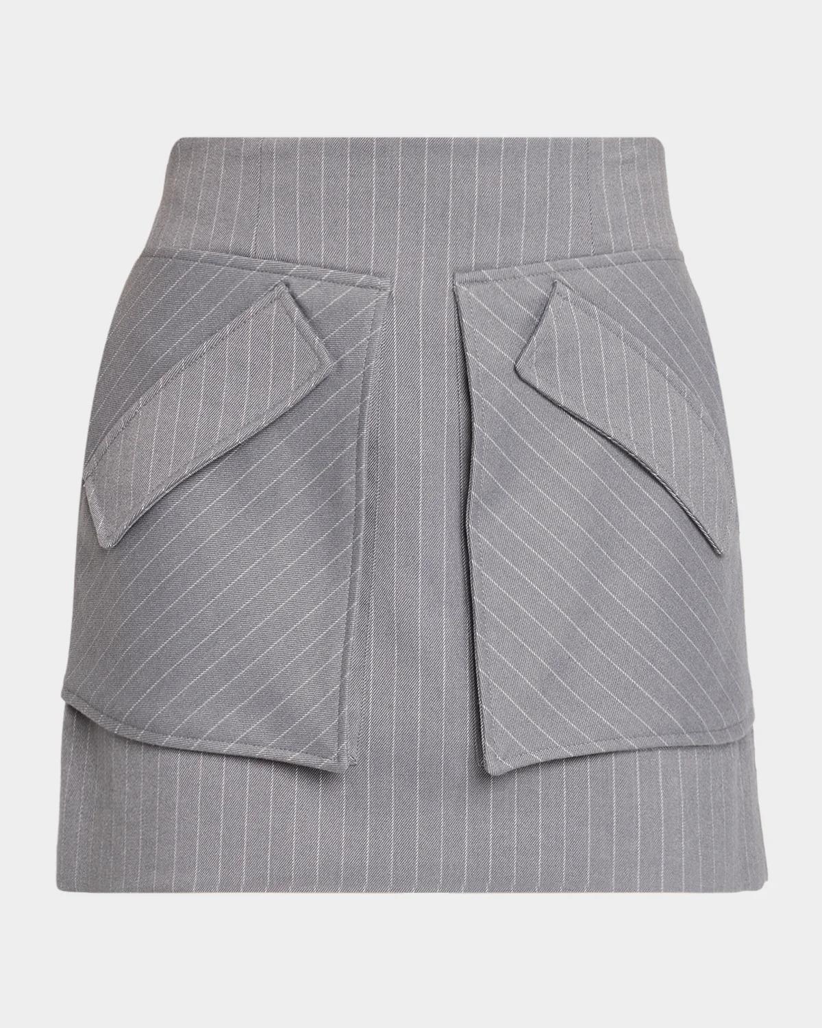AKNVAS Cherry Grey Pinstripe Skirt