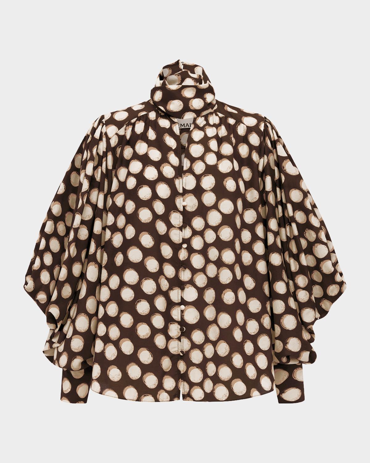 ALÉMAIS Paula Polka Dot Cotton-Silk Blouse