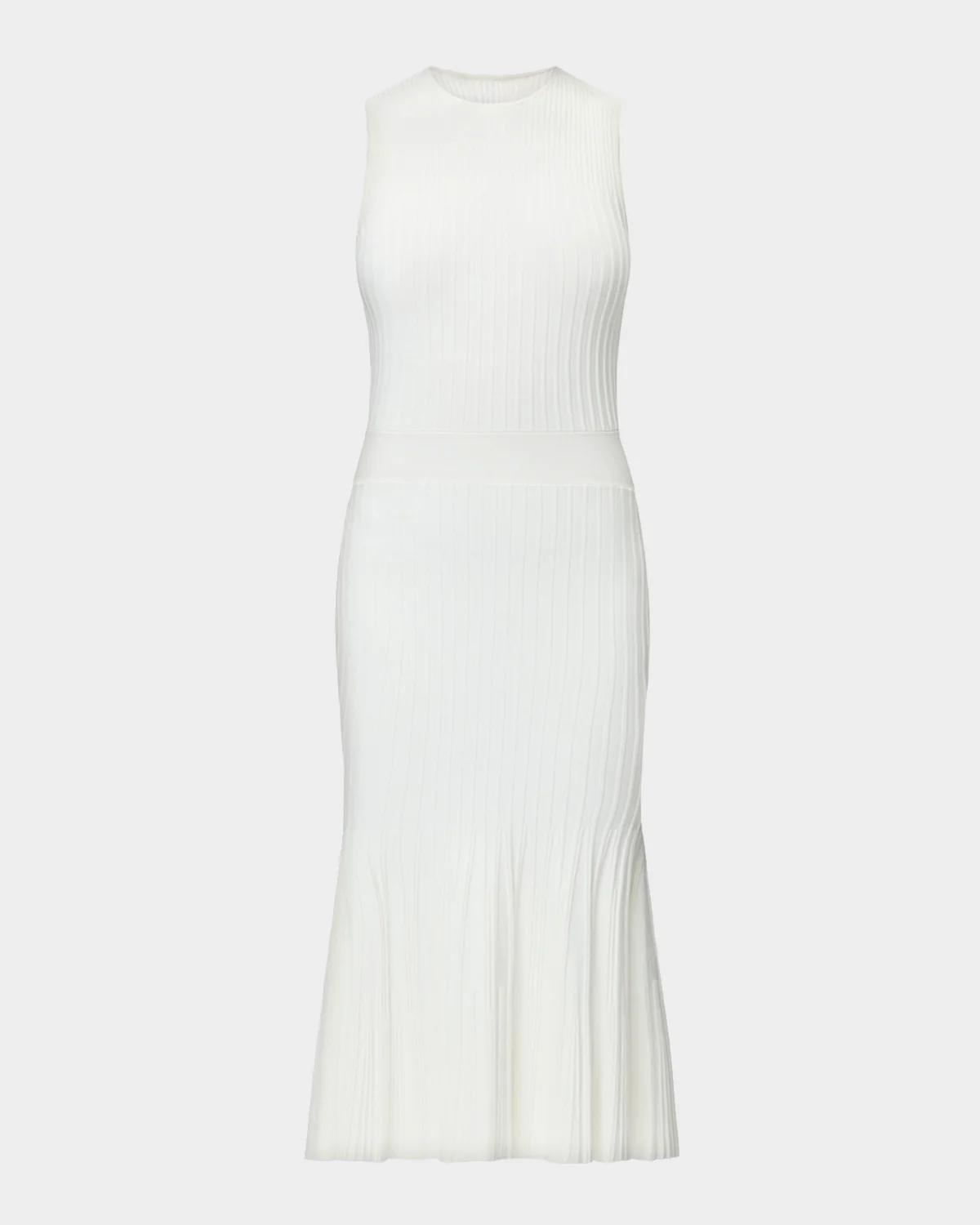 Herve Leger The Lauren Rib-knit Midi Dress In Alabaster-