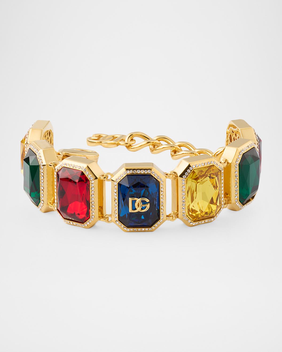 Carretto Adjustable Bracelet with Glass Stones and DG Logo