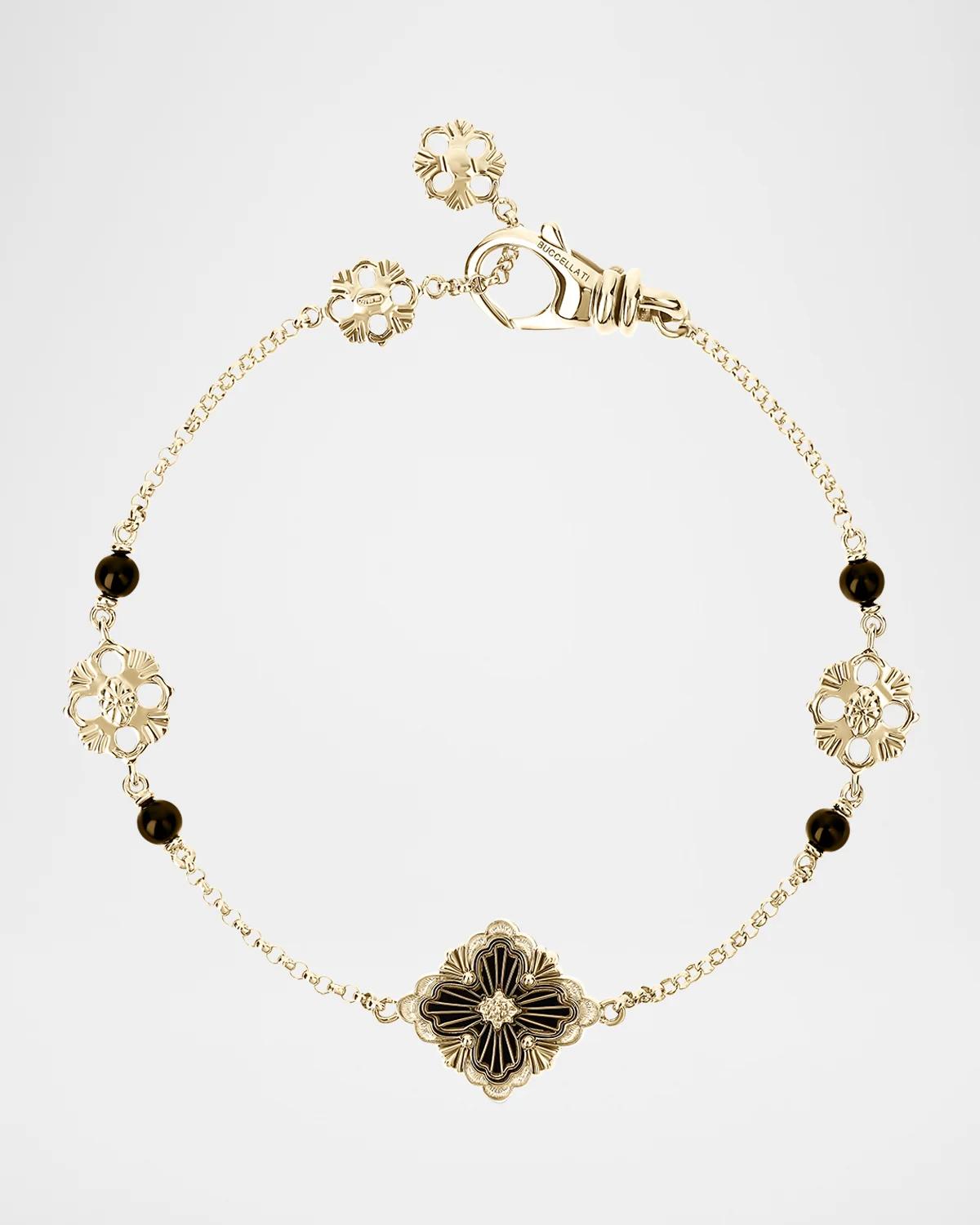 Opera Tulle 18K Yellow Gold Black Onyx Bracelet, 15cm