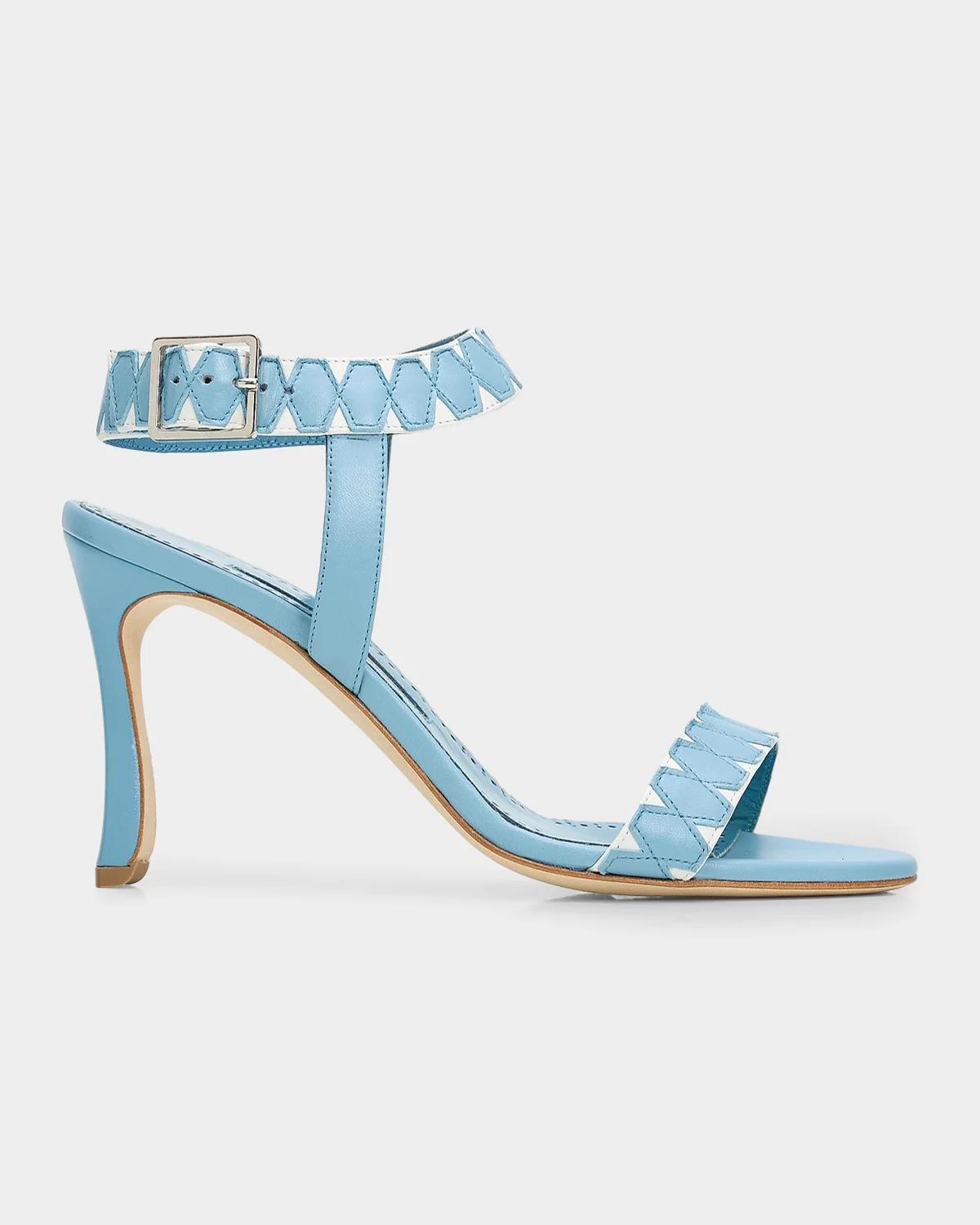 Manolo Blahnik Coron Geometric Leather Sandals