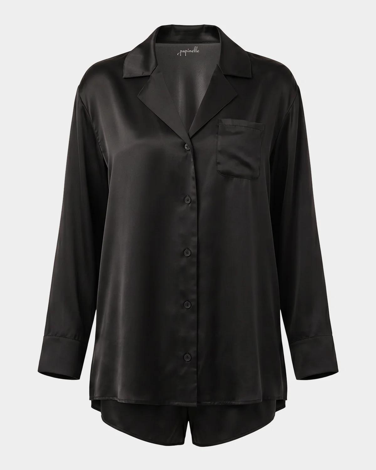 Papinelle Audrey Mulberry Silk Boyfriend Pajama Set