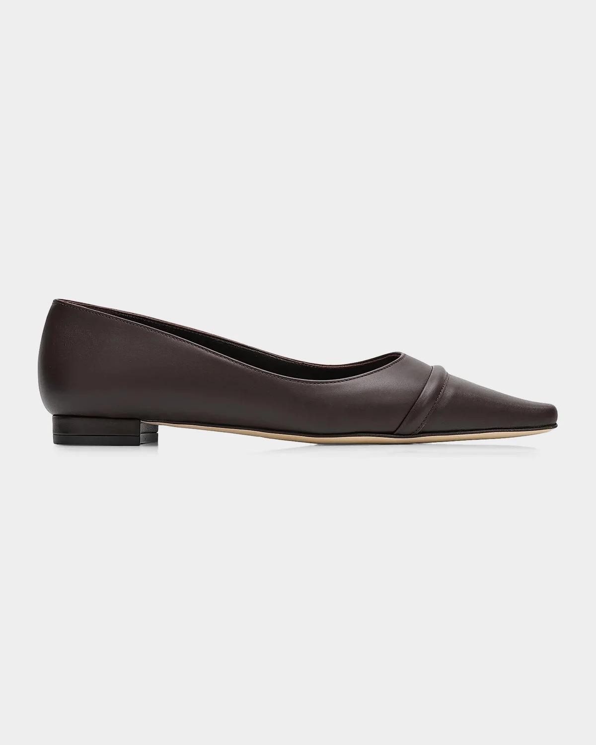 Manolo Blahnik Continu Leather Flats In Dbrw2011