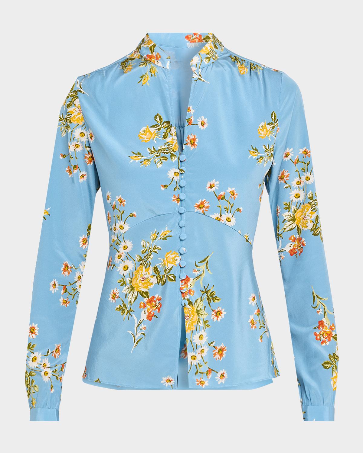 Veronica Beard Fable Floral Silk Blouse