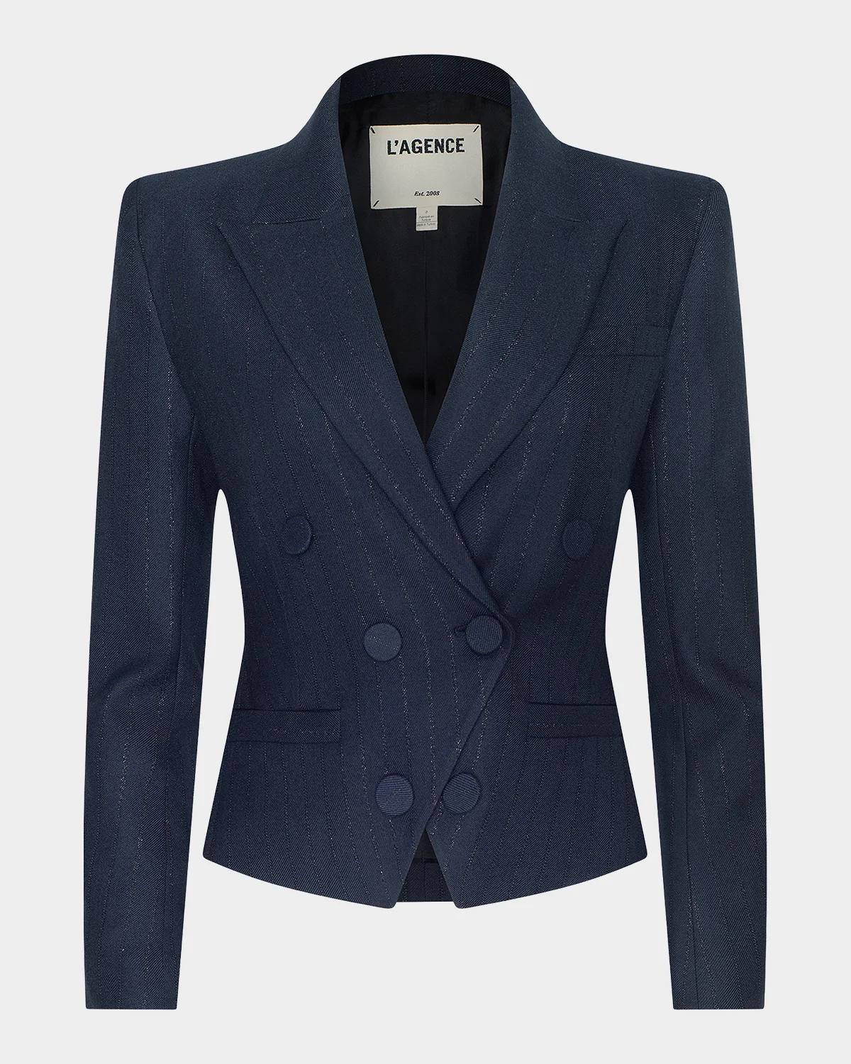 Risa Striped Double-Breasted Blazer