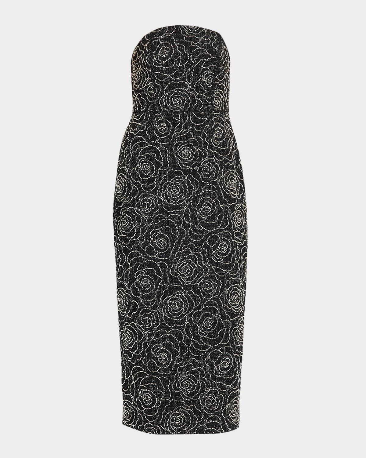 Milly Kait Floral Beaded Column Midi Dress