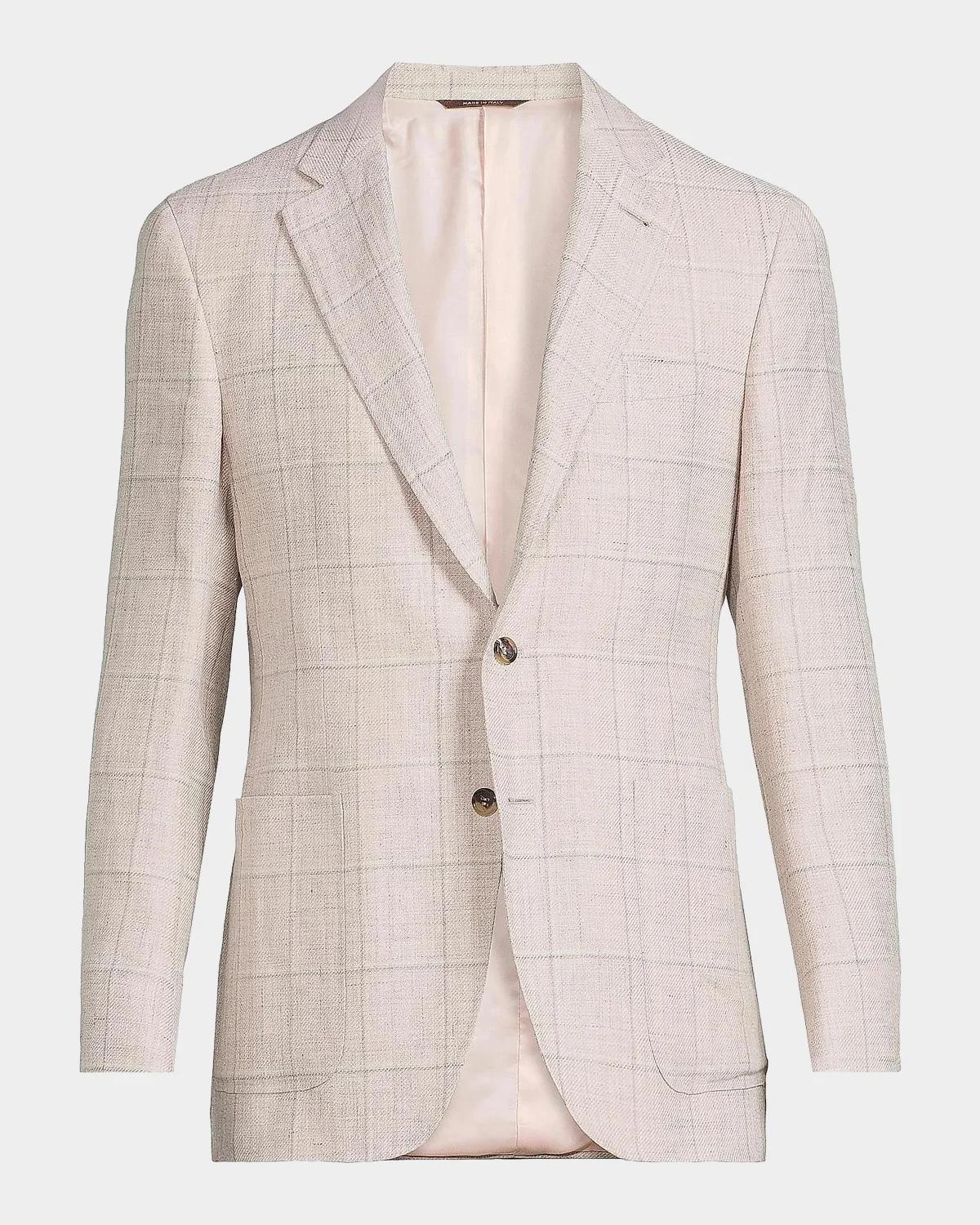 Canali Windowpane Linen-Wool Sportcoat