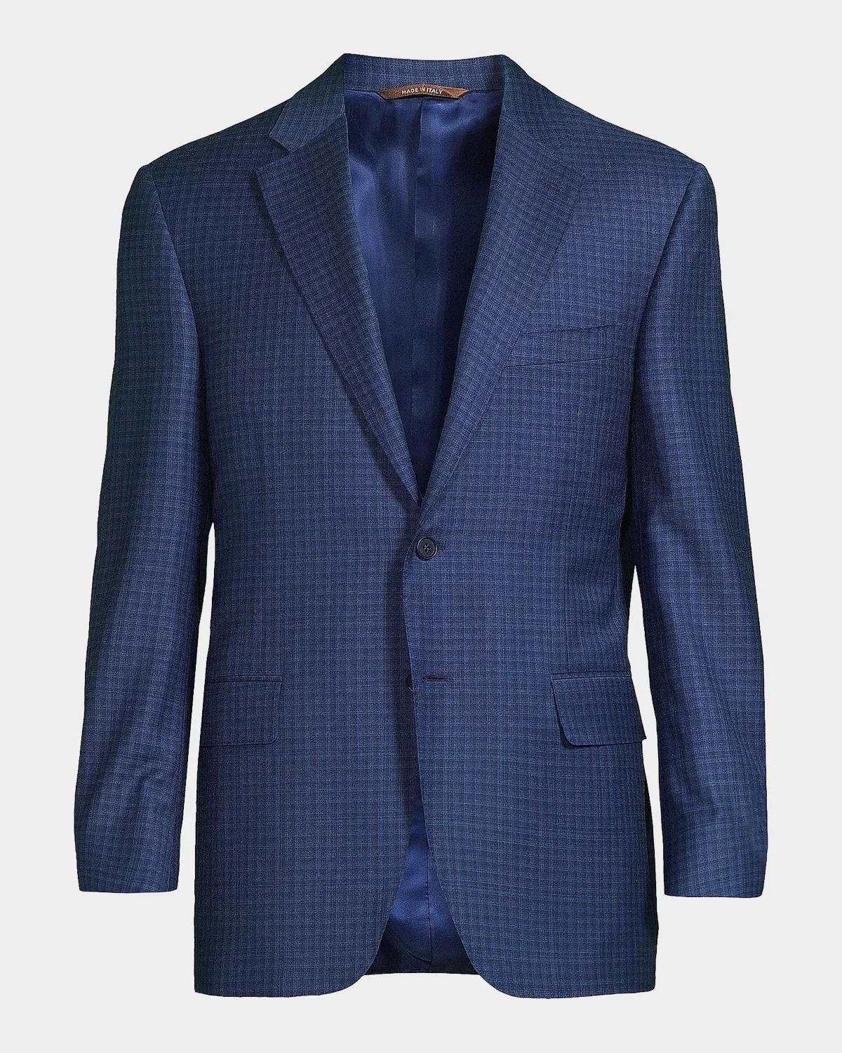 Canali Micro-Plaid Wool Business Sport Coat