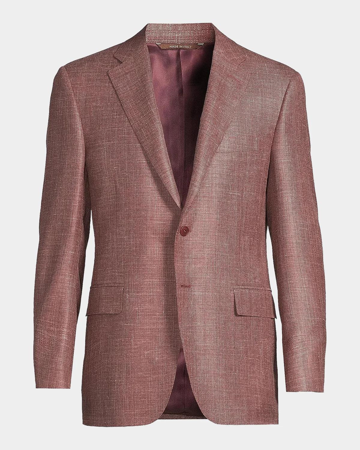 Men & apos;s Solid Textured Wool-Silk-Linen Sport Coat