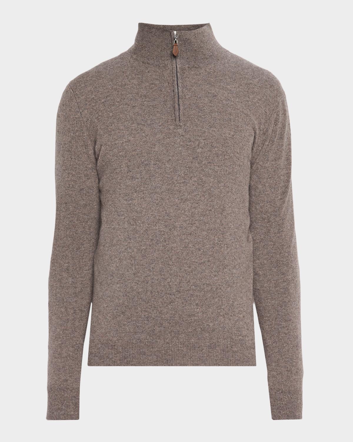 Neiman Marcus Men & Apos;s Cashmere Quarter-zip Sweater In Quarry