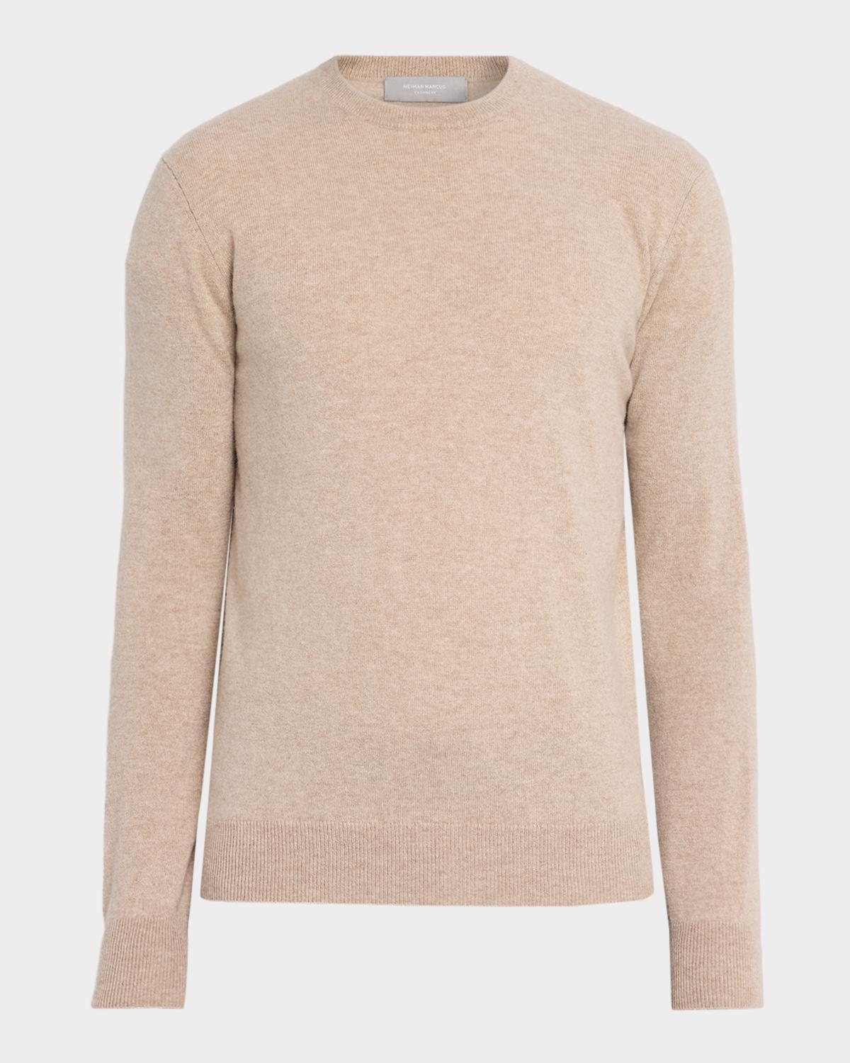 Neiman Marcus Men & Apos;s Cashmere Crewneck Sweater In Hessian