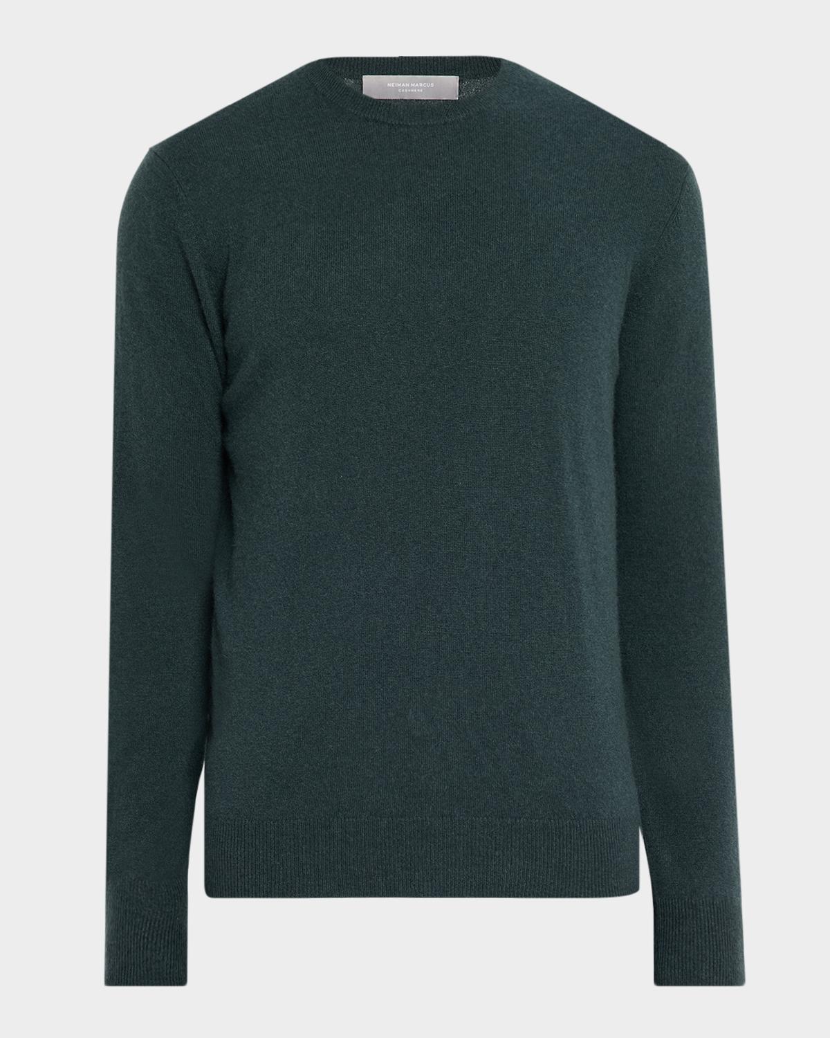 Neiman Marcus Men & Apos;s Cashmere Crewneck Sweater In Black Fore