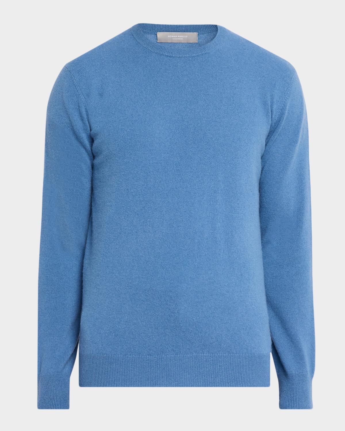 Neiman Marcus Men & Apos;s Cashmere Crewneck Sweater In Lake Blue