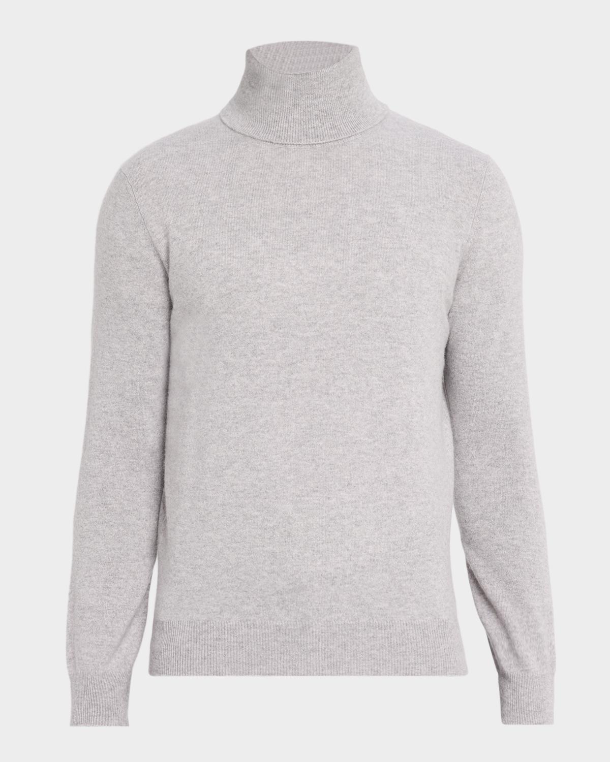 Neiman Marcus Men & Apos;s Cashmere Melange Turtleneck Sweater In Pearl Grey