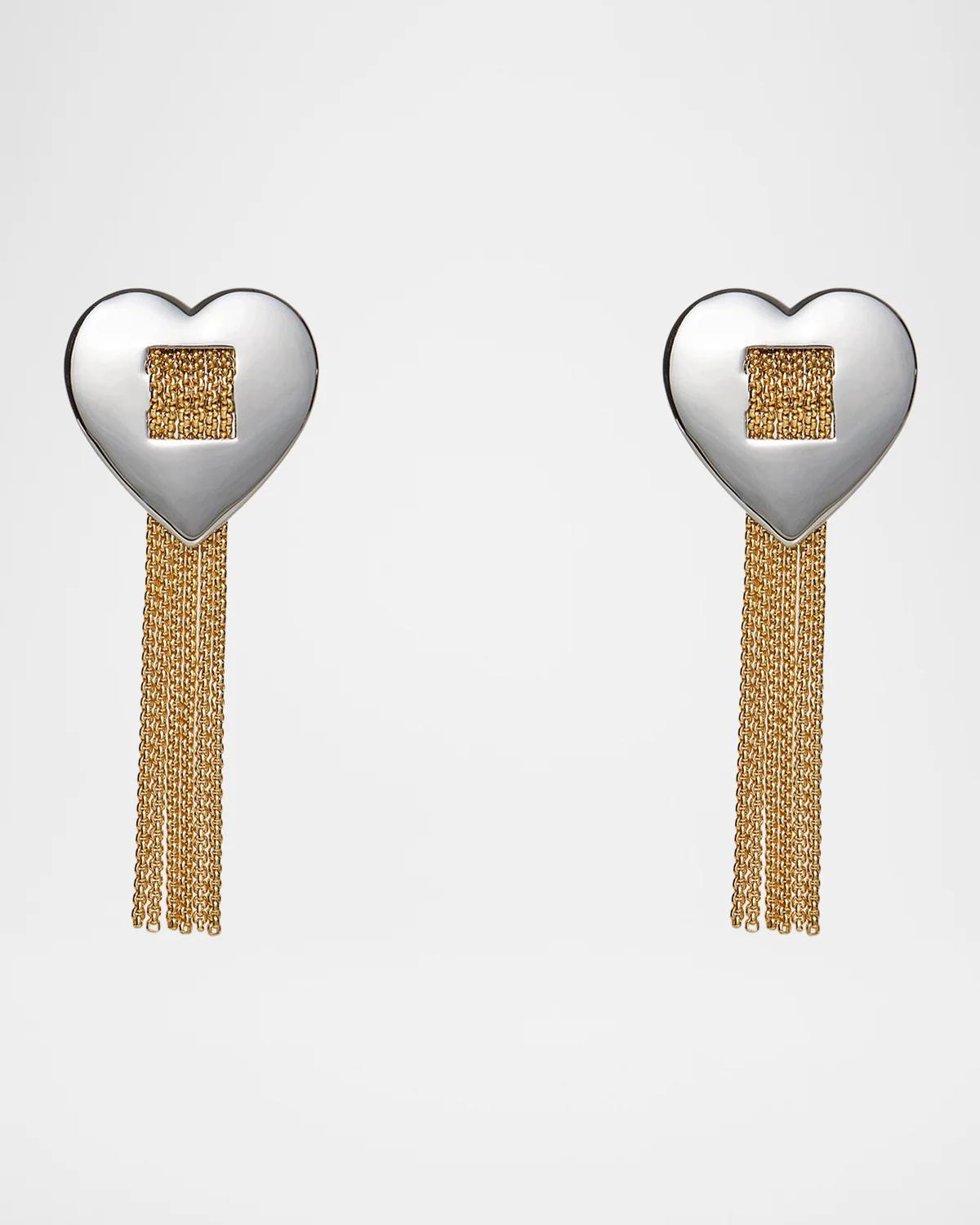 Desert Metal Sweetheart Two-Tone Fringe Earrings