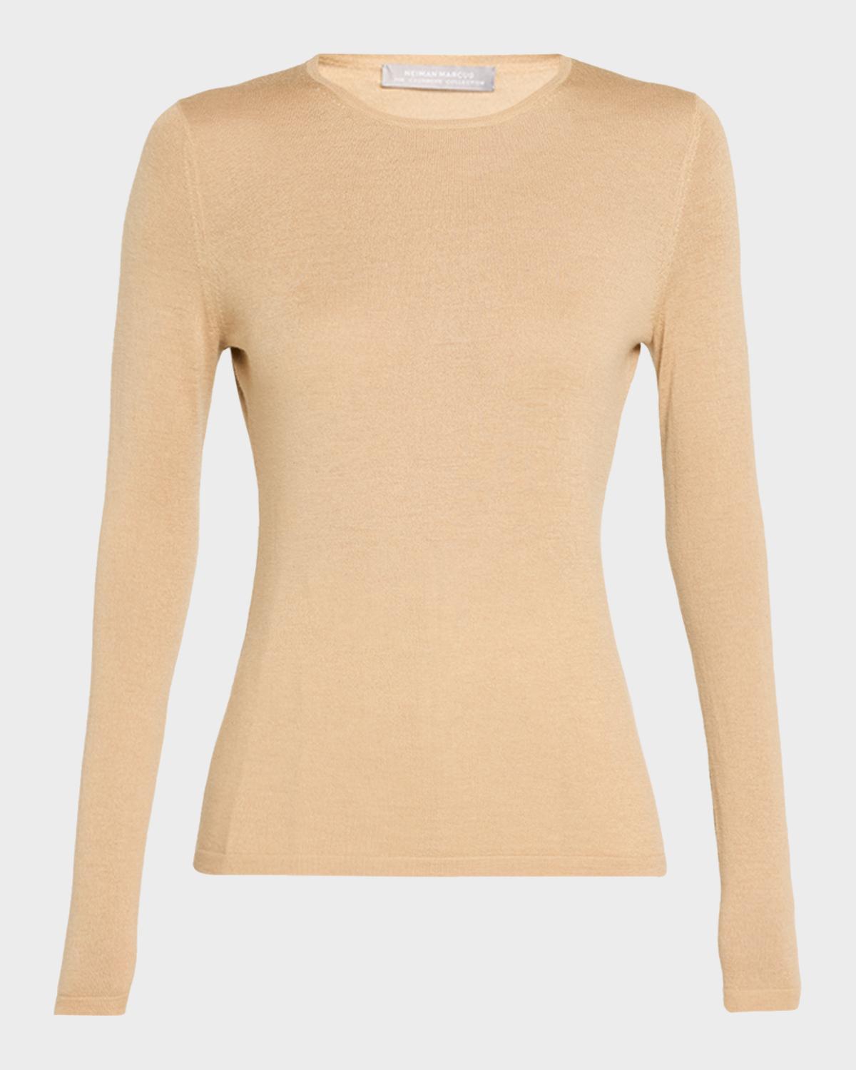 Neiman Marcus Superfine Cashmere Crewneck Sweater