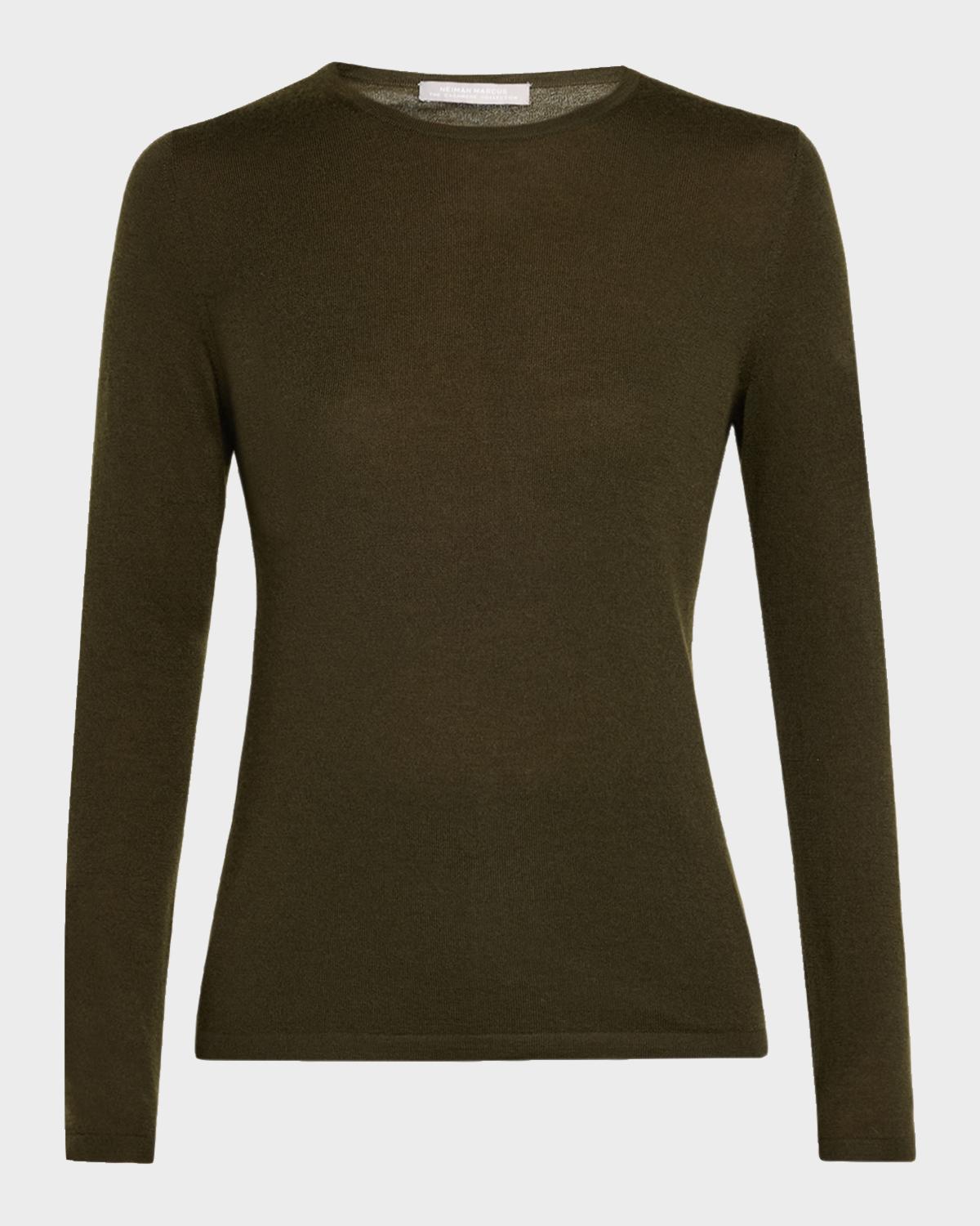 Neiman Marcus Superfine Cashmere Crewneck Sweater