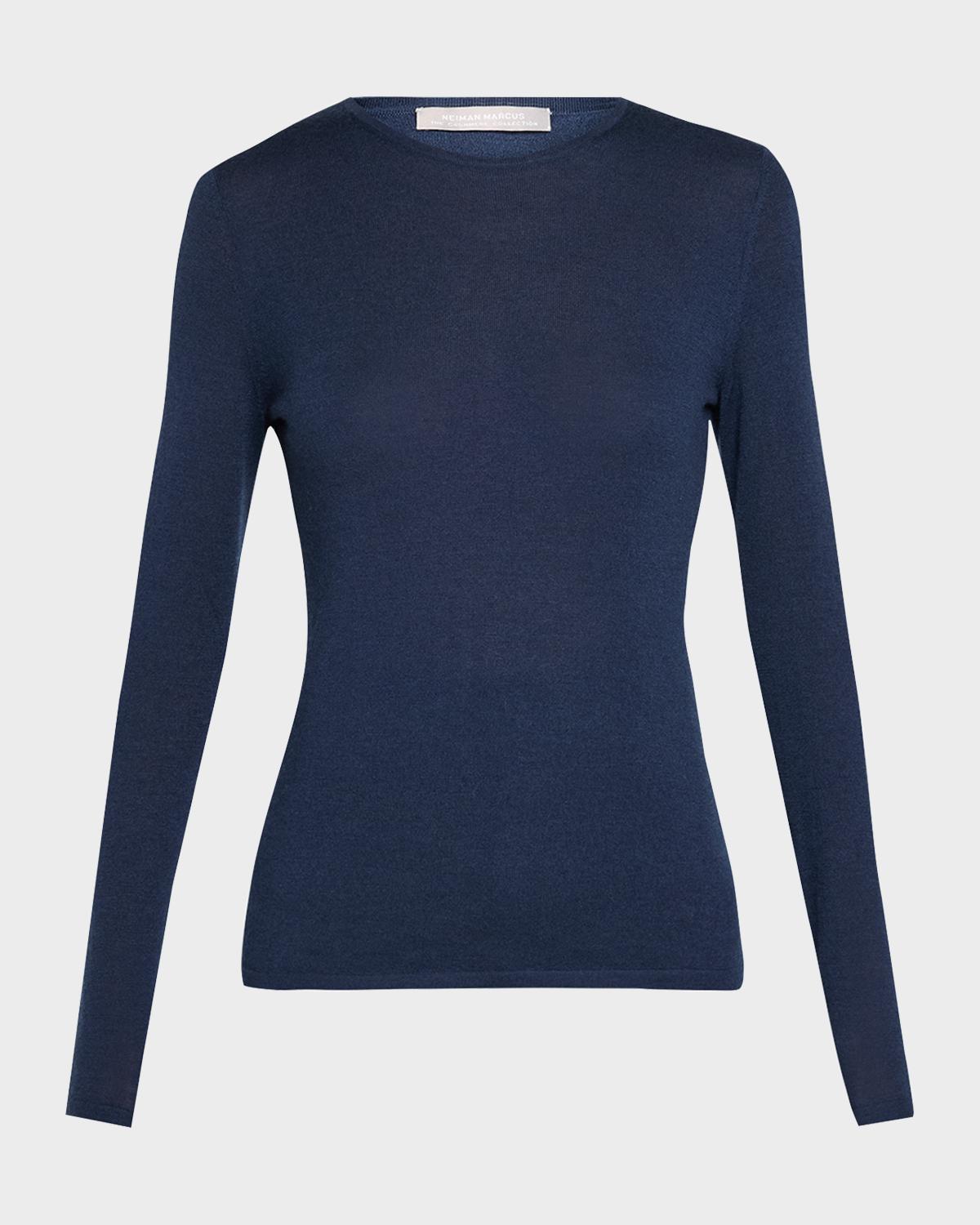 Neiman Marcus Superfine Cashmere Crewneck Sweater