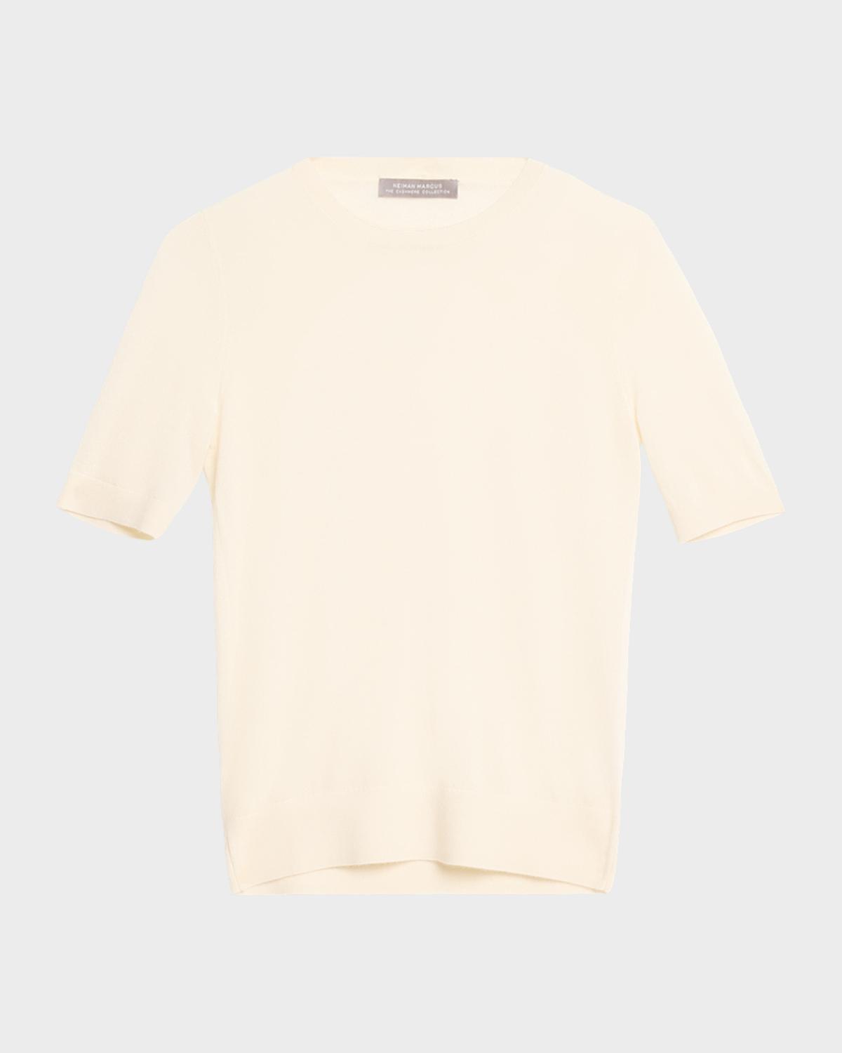Neiman Marcus Superfine Cashmere Short-Sleeve Sweater