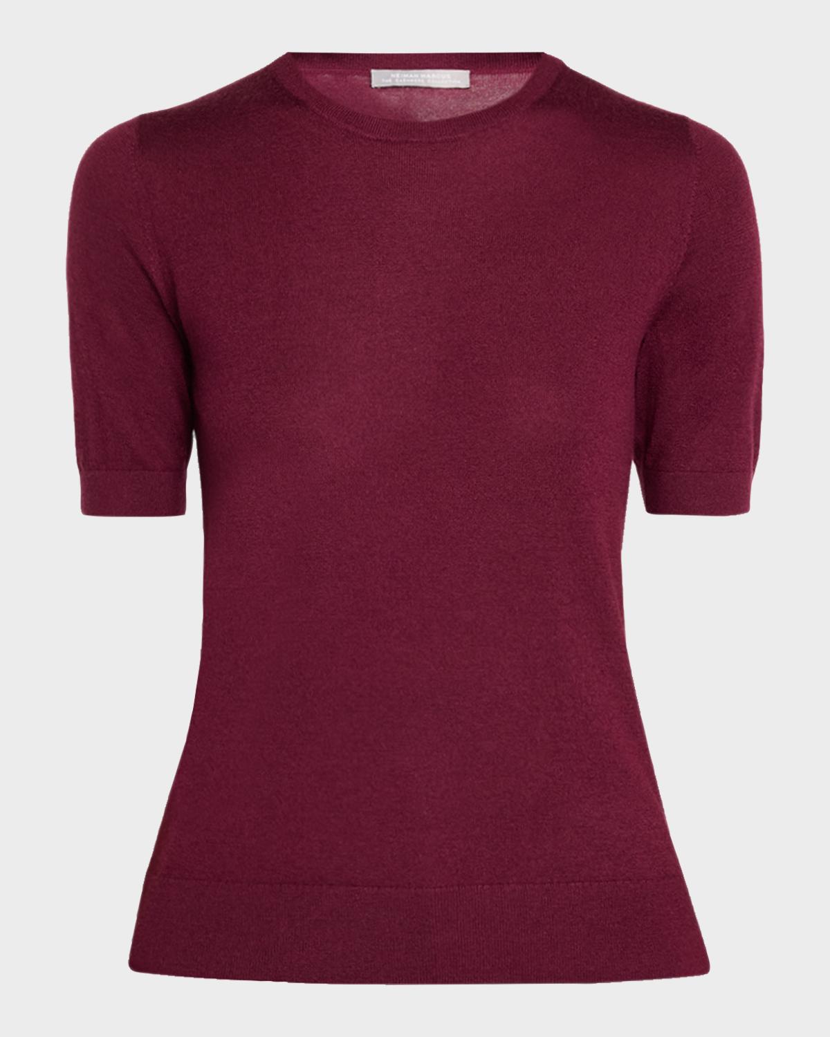 Neiman Marcus Superfine Cashmere Short-Sleeve Sweater