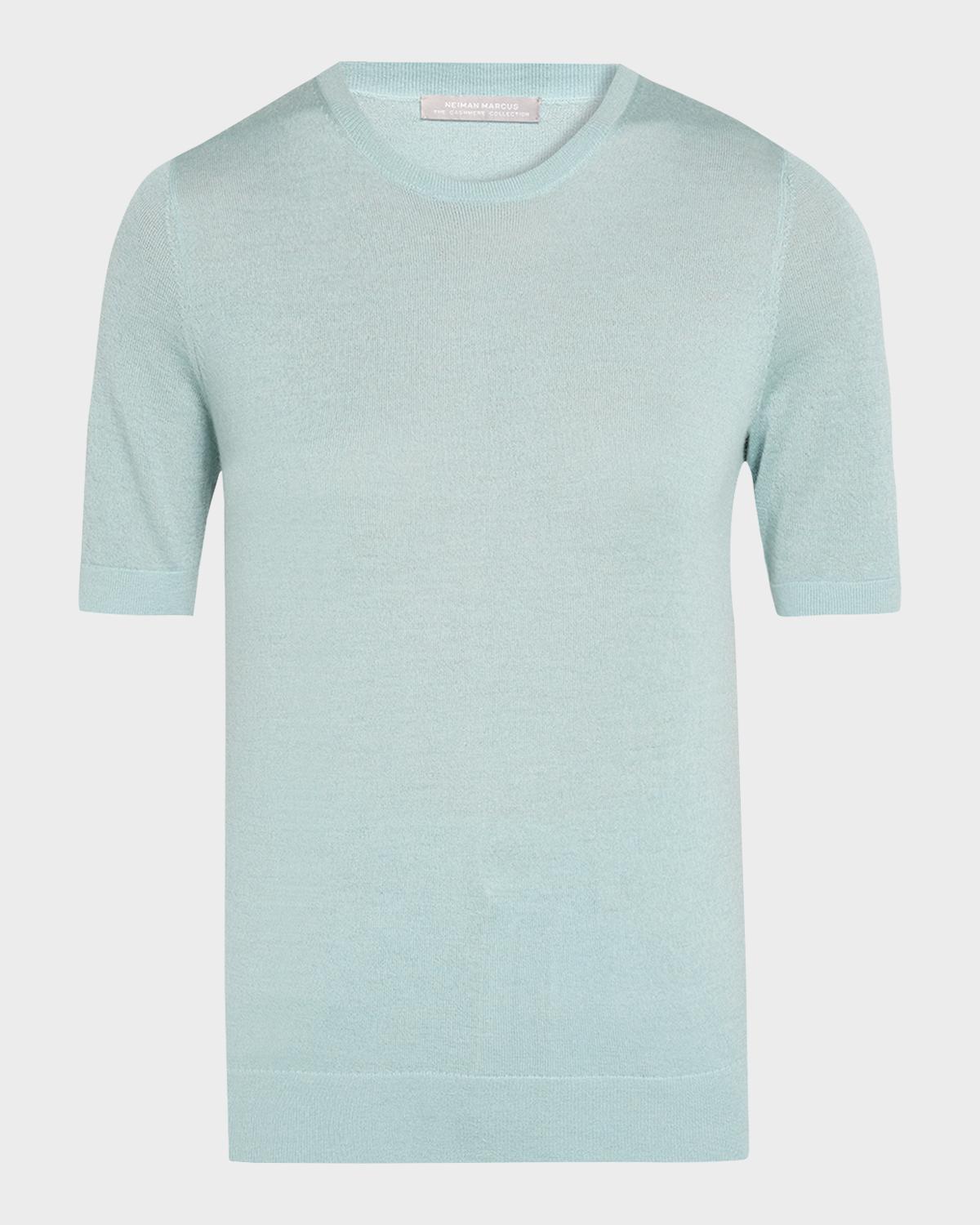 Neiman Marcus Superfine Cashmere Short-Sleeve Sweater