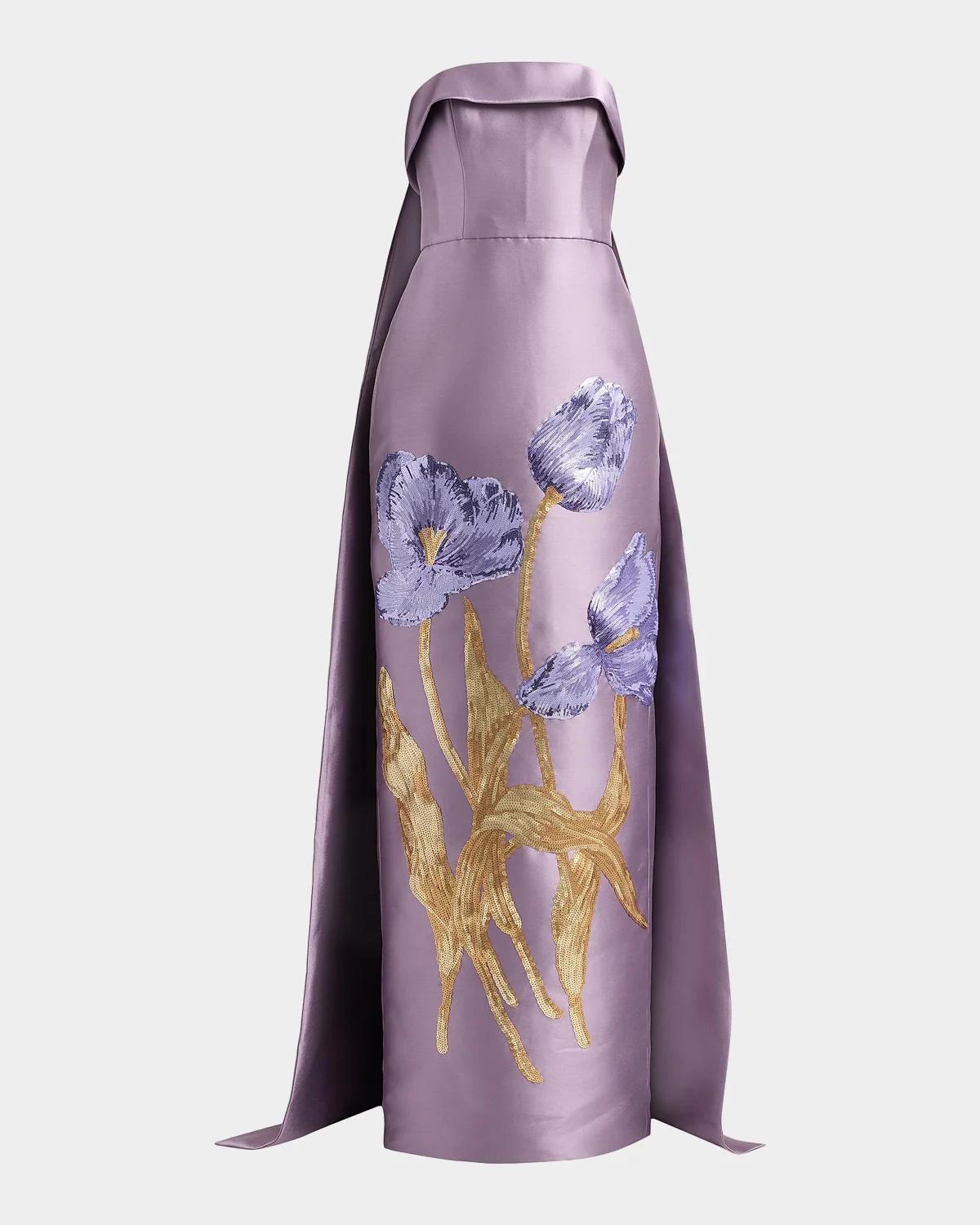 Amsale Tulip Watteau Column Gown